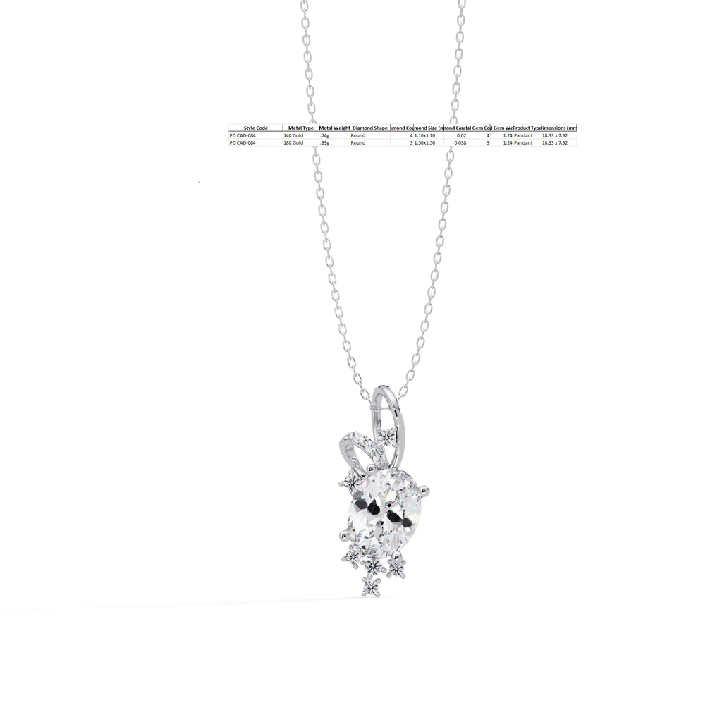 IGI Certified - 1.24 Ct. Lab Grown Diamond (VS/E-F) Nature's Butterfly Oval Sparkle Pendant