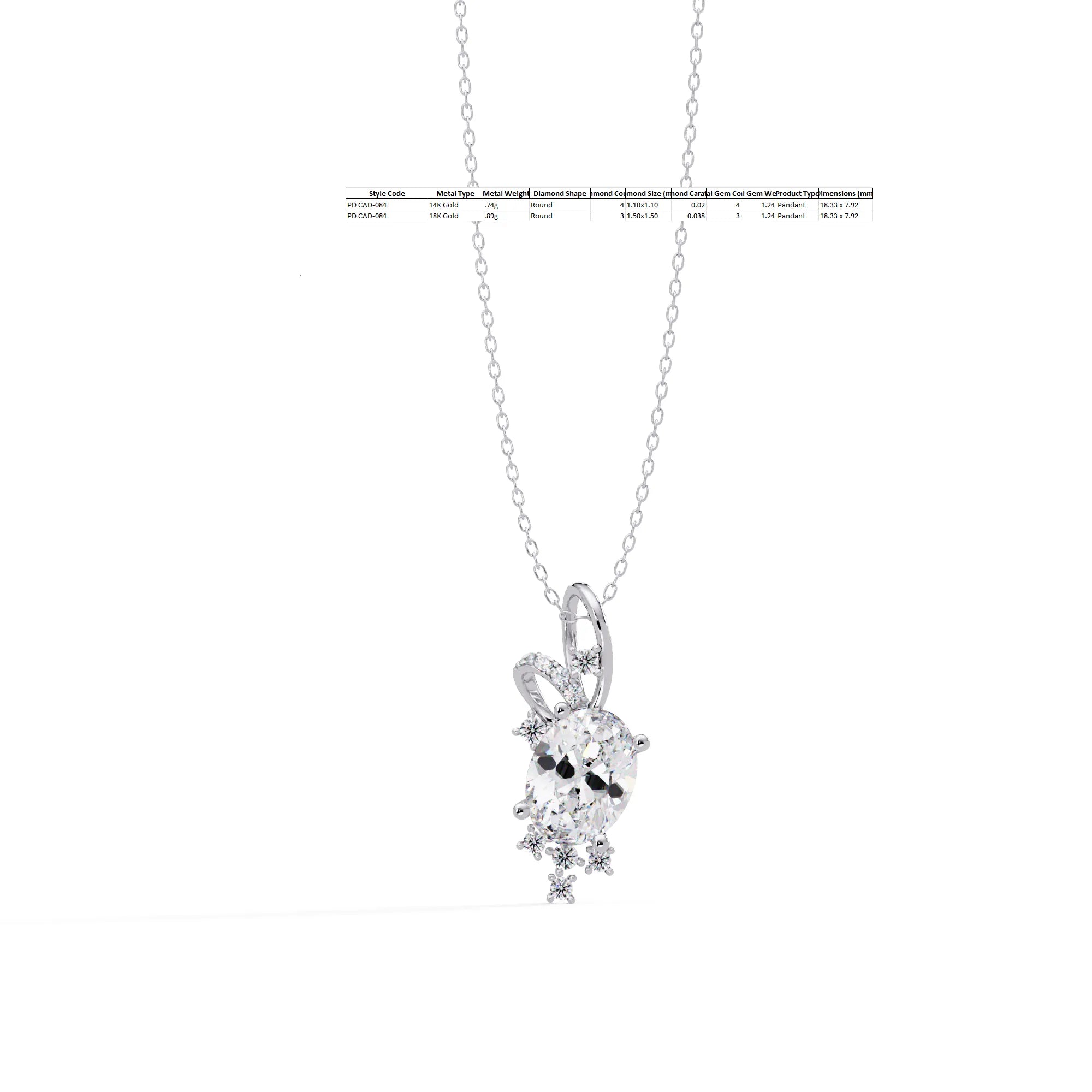 IGI Certified - 1.24 Ct. Lab Grown Diamond (VS/E-F) Nature's Butterfly Oval Sparkle Pendant