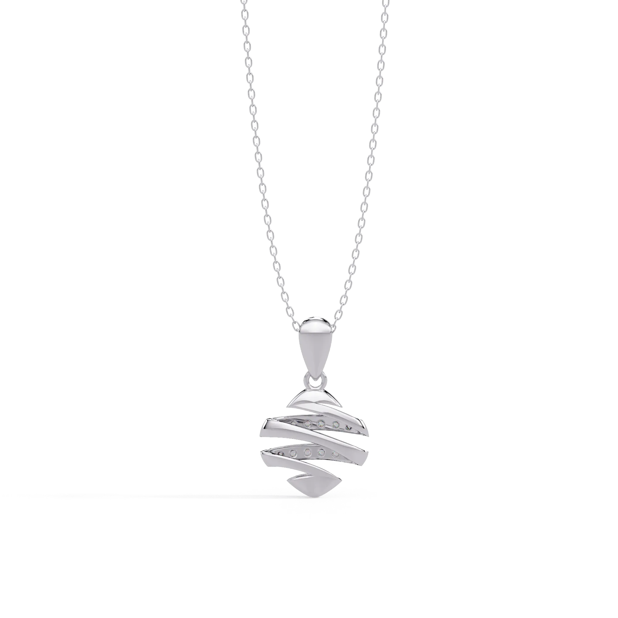 IGI Certified - 0.10 Ct. Lab Grown Diamond (VS/E-F) Diamond Spiral Helix Pendant
