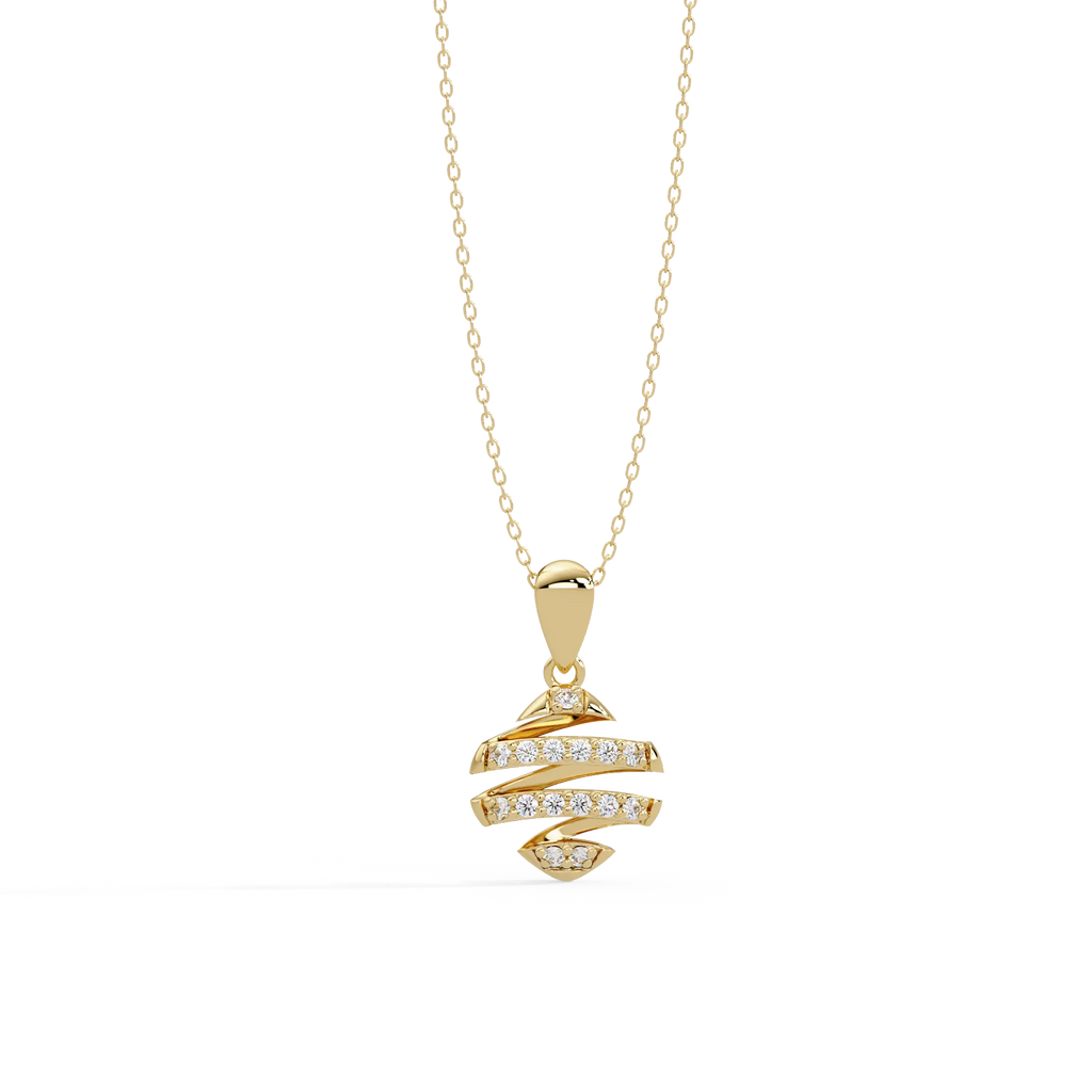 IGI Certified - 0.10 Ct. Lab Grown Diamond (VS/E-F) Diamond Spiral Helix Pendant