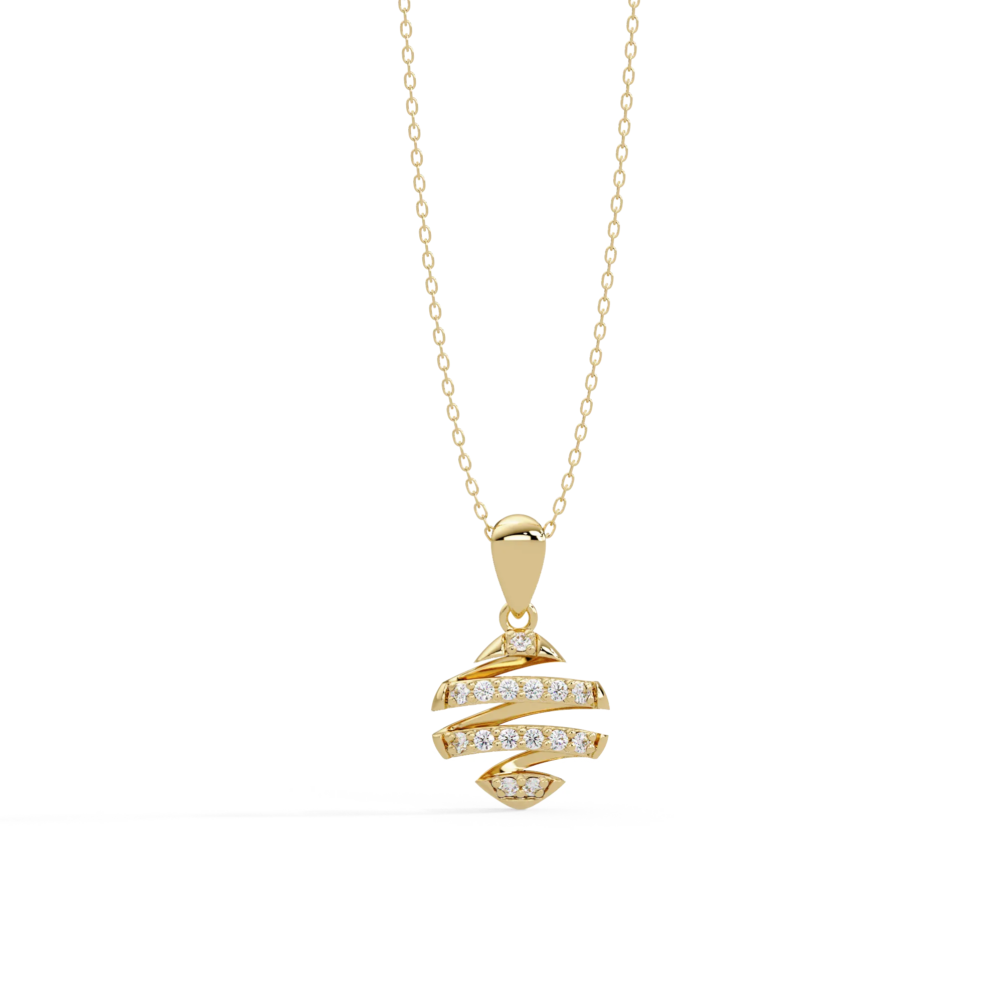 IGI Certified - 0.10 Ct. Lab Grown Diamond (VS/E-F) Diamond Spiral Helix Pendant