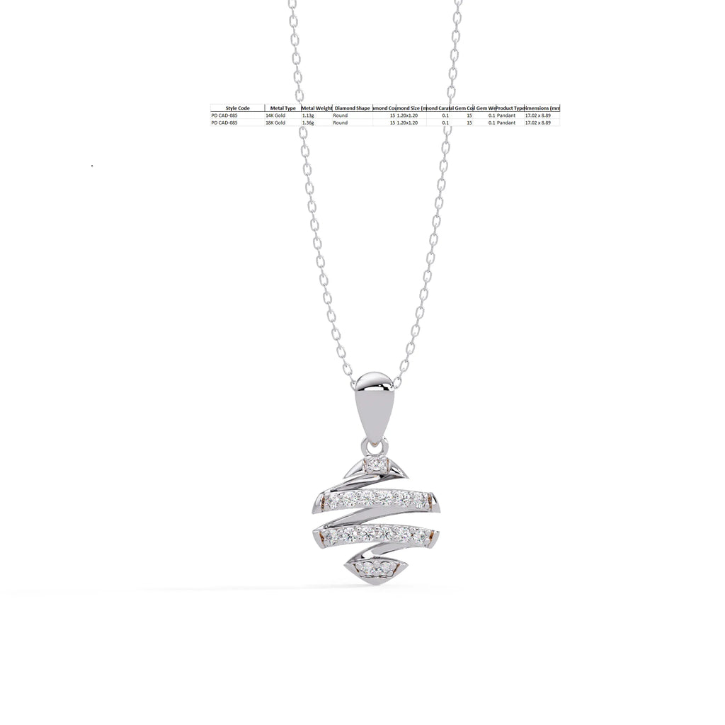 IGI Certified - 0.10 Ct. Lab Grown Diamond (VS/E-F) Diamond Spiral Helix Pendant