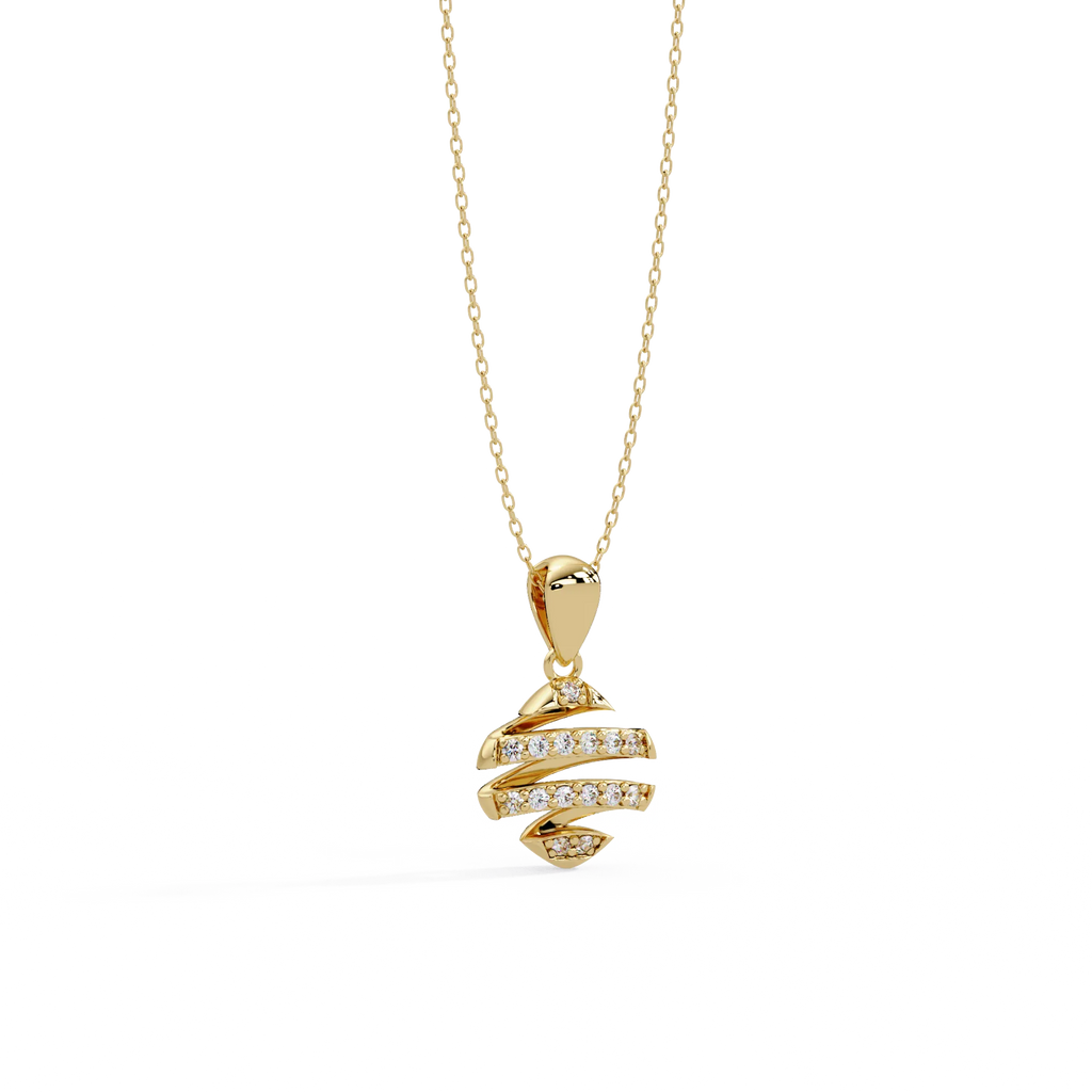 IGI Certified - 0.10 Ct. Lab Grown Diamond (VS/E-F) Diamond Spiral Helix Pendant