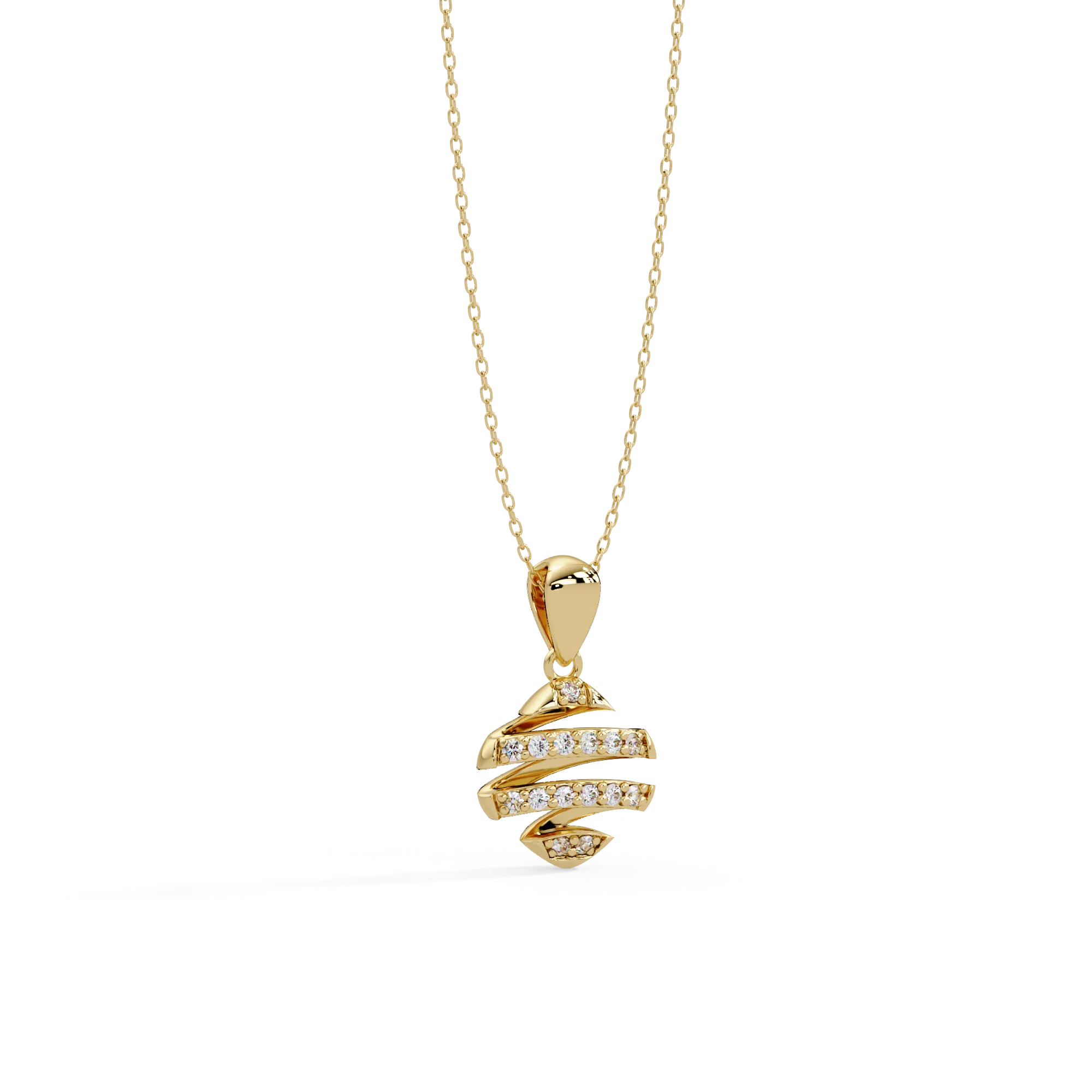 IGI Certified - 0.10 Ct. Lab Grown Diamond (VS/E-F) Diamond Spiral Helix Pendant