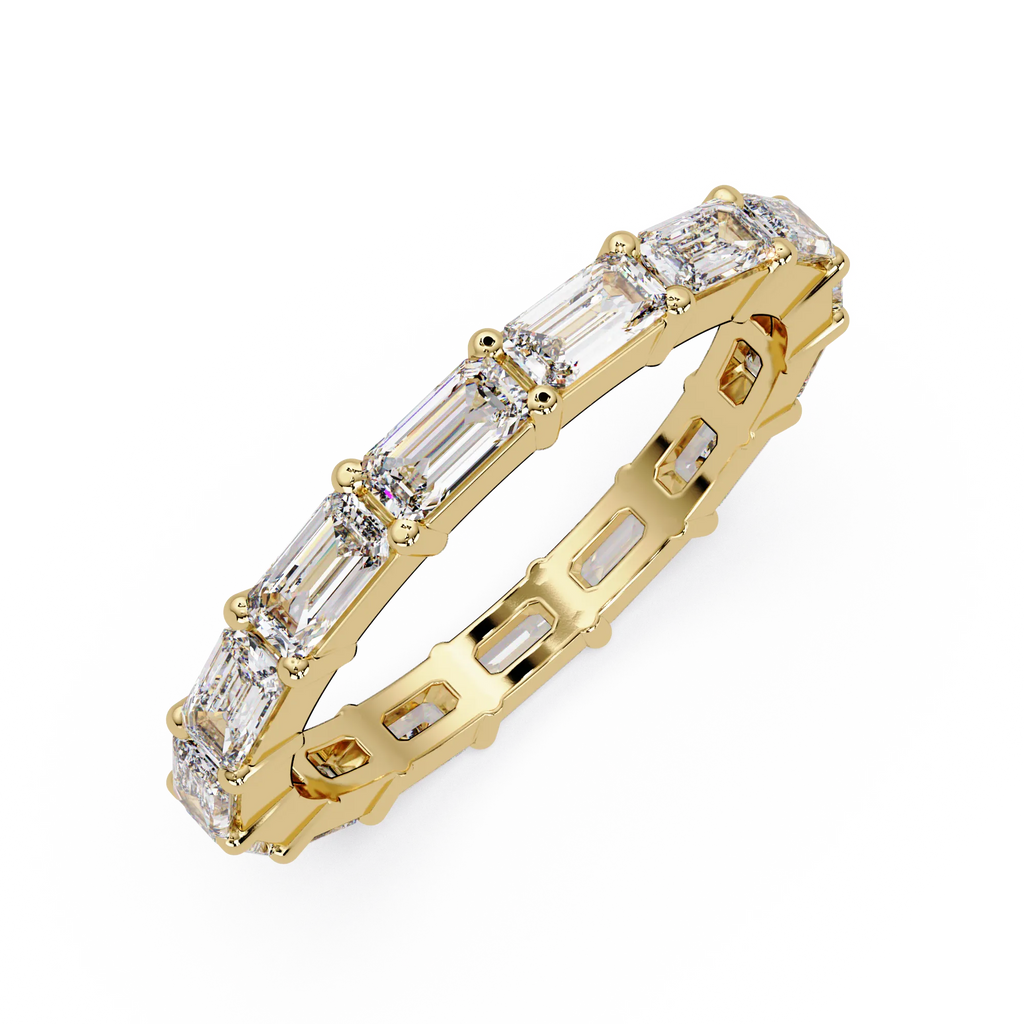 IGI Certified - 1.25 Ct. Lab Grown Diamond (VS/E-F) The Modern Élan Full-Pave Emerald-Cut Eternity Band Ring