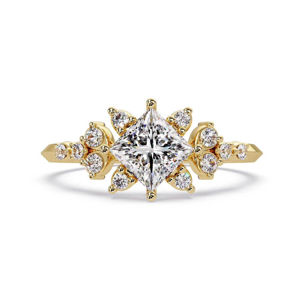 IGI Certified - 1.25 Ct. Lab Grown Diamond (VS/E-F) The Stellar Blossom Princess-Cut Cluster Ring