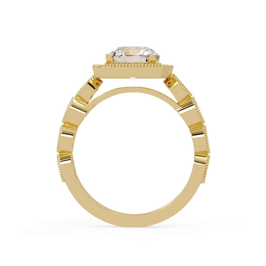 IGI Certified - 3 Ct. Lab Grown Diamond (VS/E-F) "The Verona Milgrain Halo Diamond Bridal Set" Ring