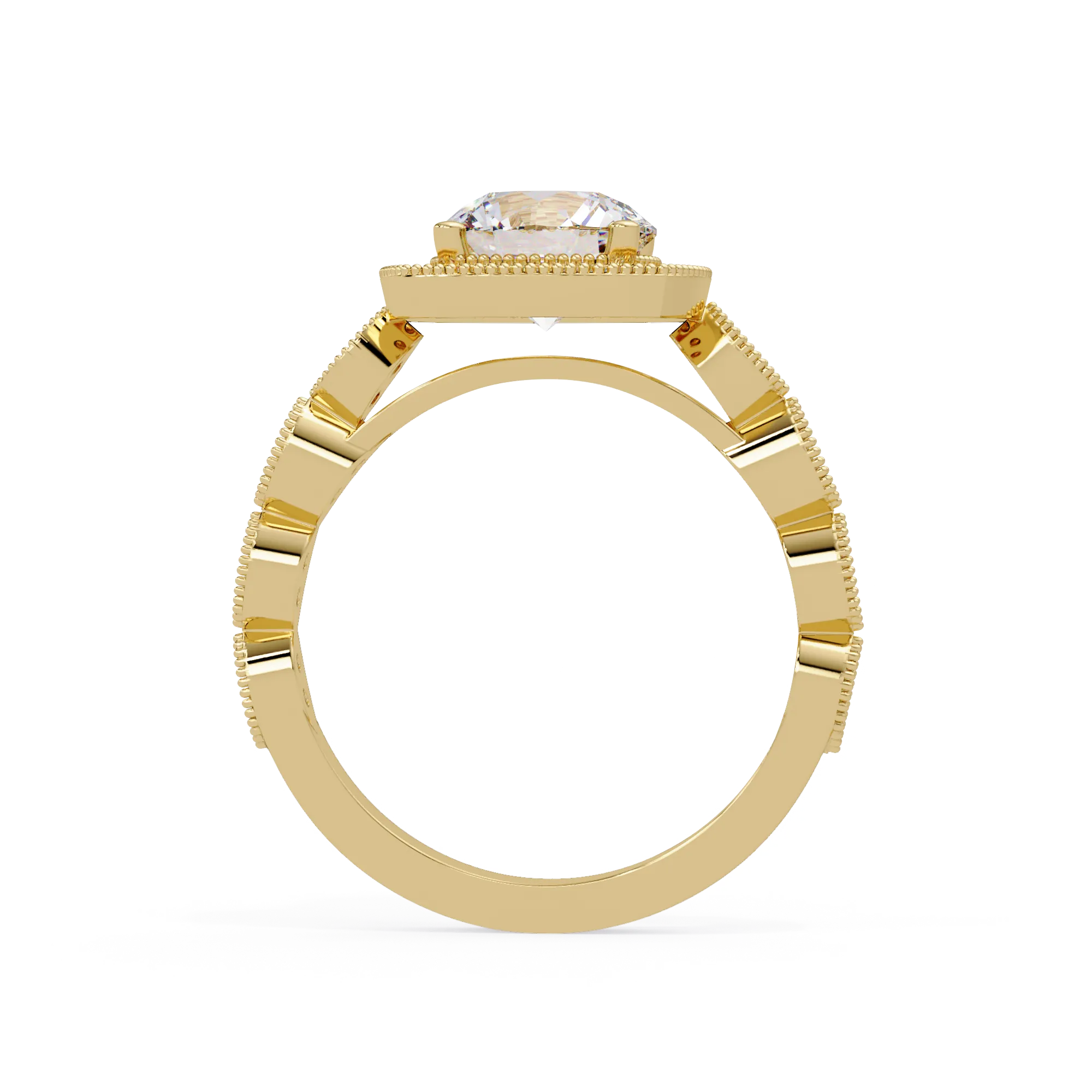 IGI Certified - 3 Ct. Lab Grown Diamond (VS/E-F) "The Verona Milgrain Halo Diamond Bridal Set" Ring