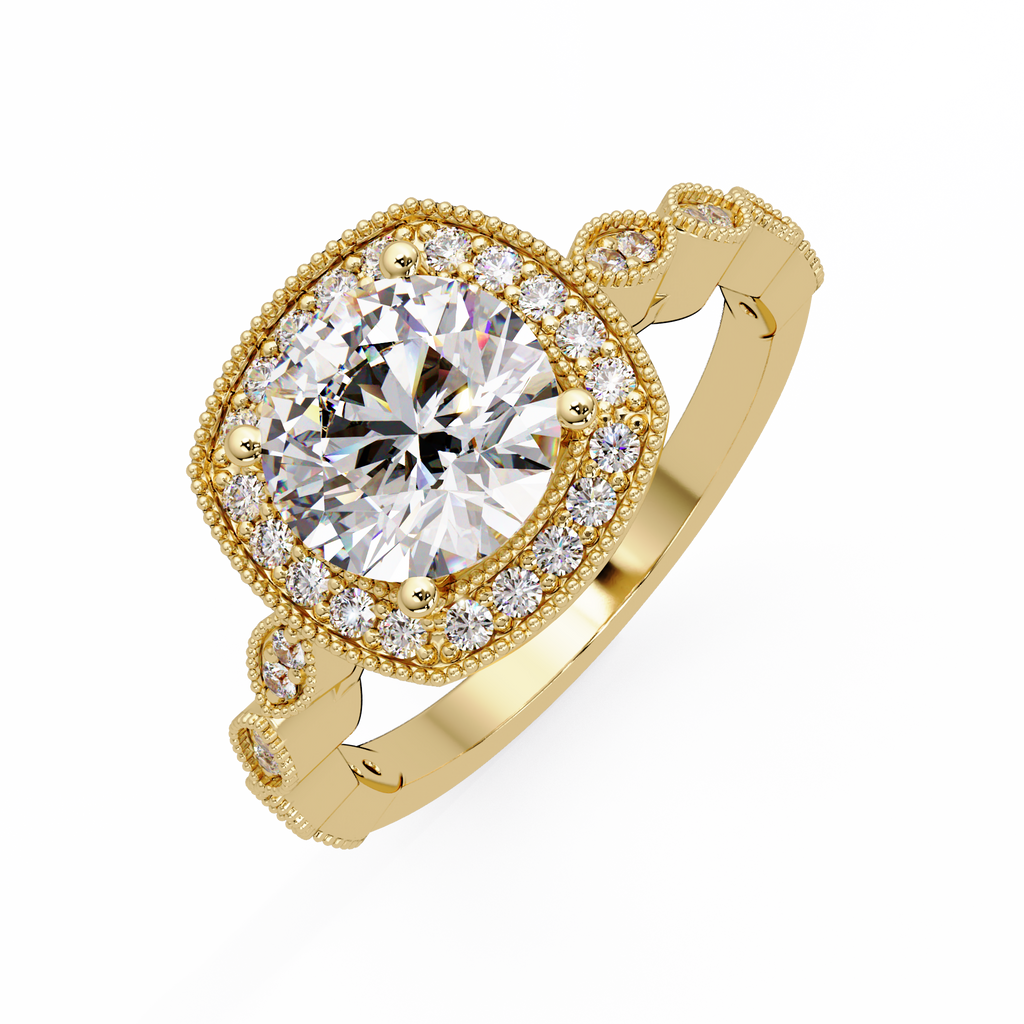 IGI Certified - 3 Ct. Lab Grown Diamond (VS/E-F) "The Verona Milgrain Halo Diamond Bridal Set" Ring