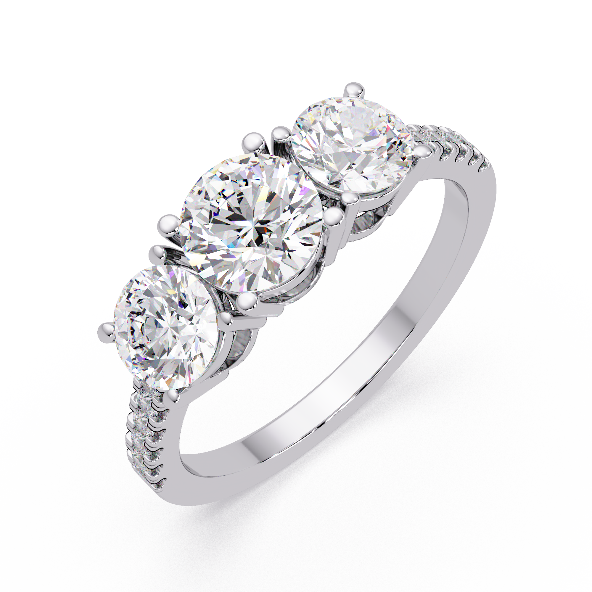 IGI Certified - 2.5 Ct. Lab Grown Diamond (VS/E-F) The Trinity Radiance Ring
