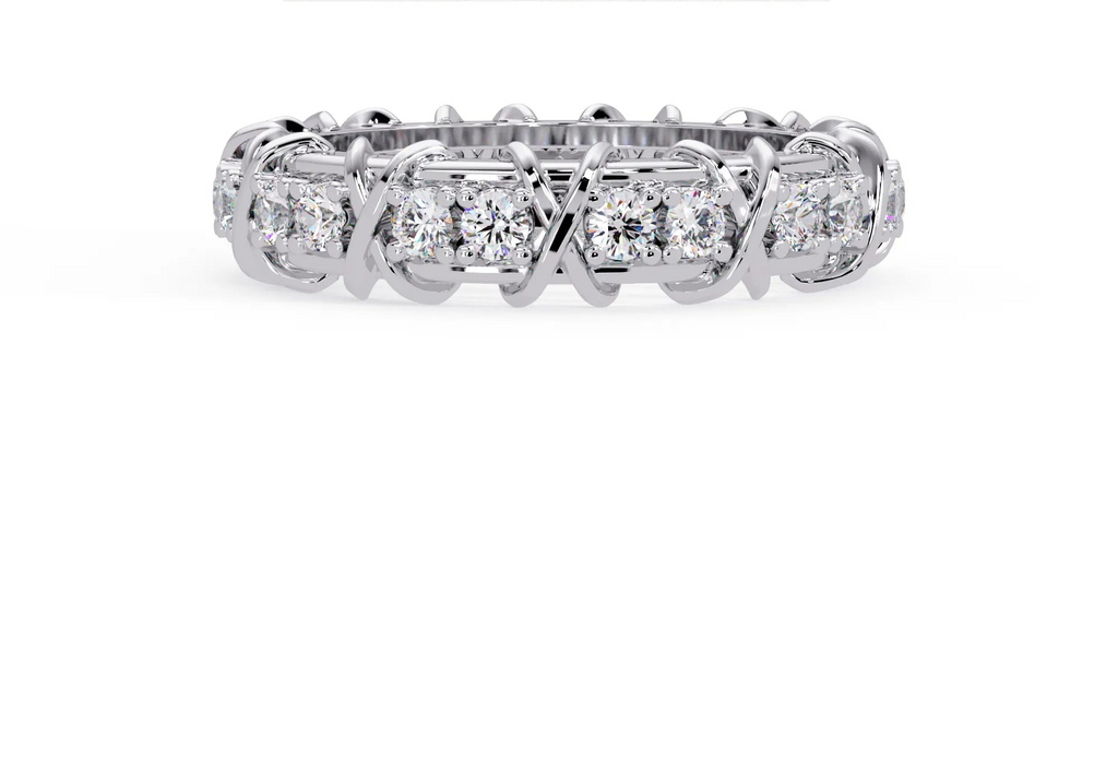 IGI Certified - 1.25 Ct. Lab Grown Diamond (VS/E-F) The Crossover Kiss Eternity Ring (The Crossover Kiss Eternity Ring)
