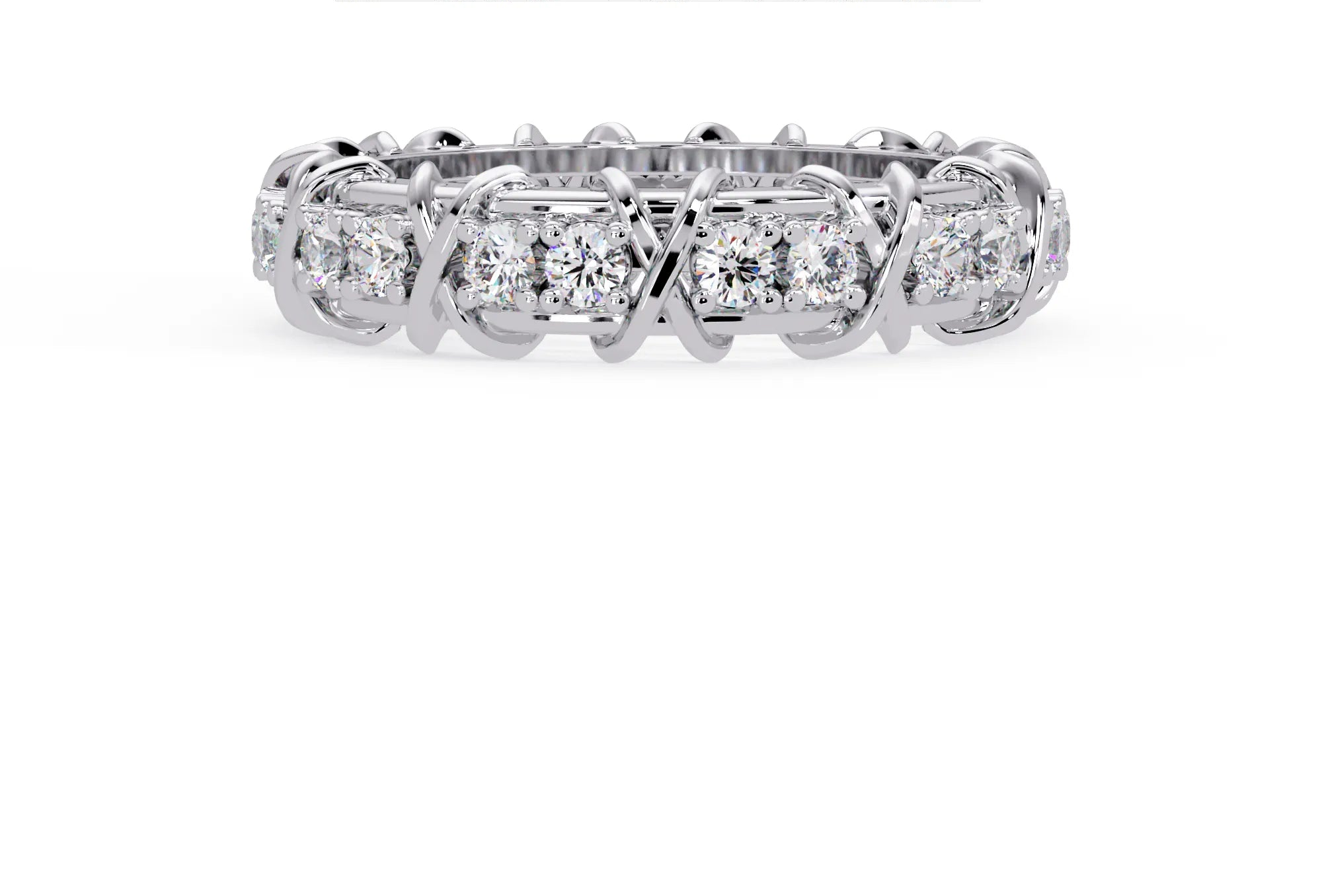 IGI Certified - 1.25 Ct. Lab Grown Diamond (VS/E-F) The Crossover Kiss Eternity Ring (The Crossover Kiss Eternity Ring)