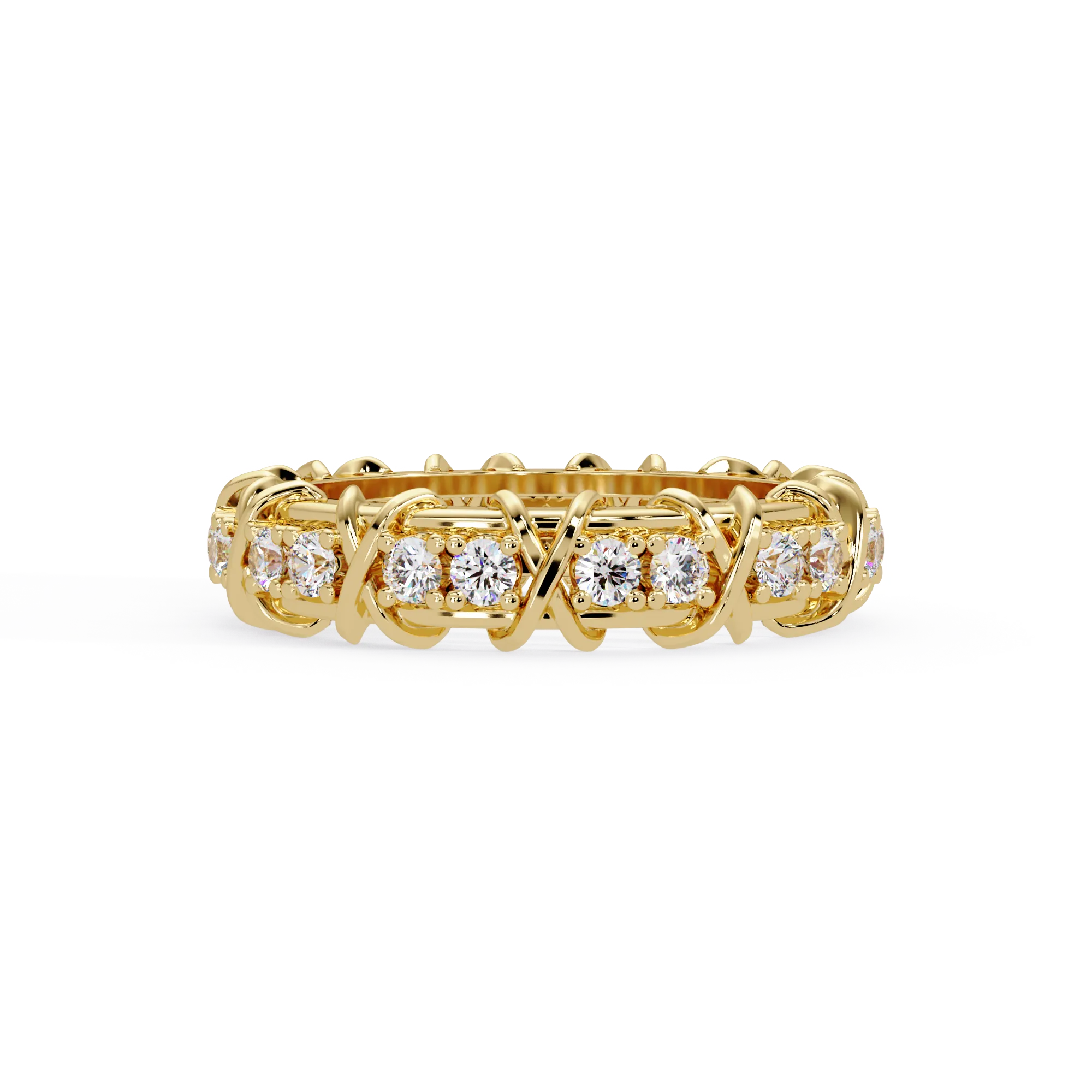 IGI Certified - 1.25 Ct. Lab Grown Diamond (VS/E-F) The Crossover Kiss Eternity Ring (The Crossover Kiss Eternity Ring)