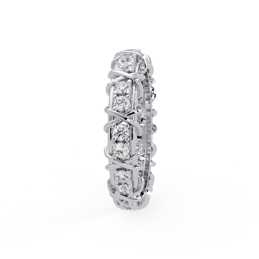 IGI Certified - 1.25 Ct. Lab Grown Diamond (VS/E-F) The Crossover Kiss Eternity Ring (The Crossover Kiss Eternity Ring)