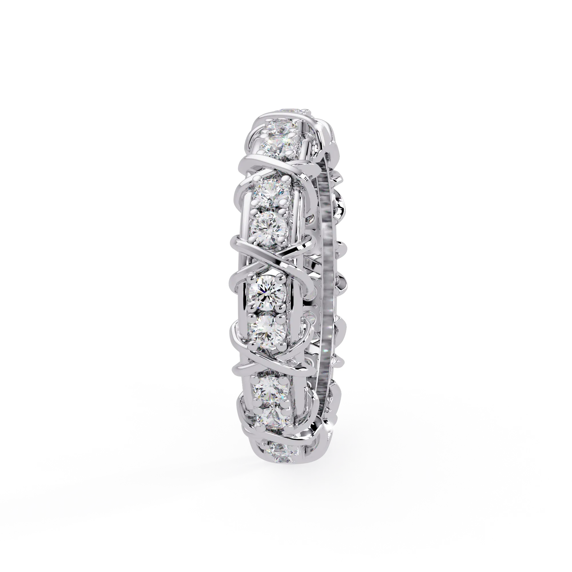 IGI Certified - 1.25 Ct. Lab Grown Diamond (VS/E-F) The Crossover Kiss Eternity Ring (The Crossover Kiss Eternity Ring)