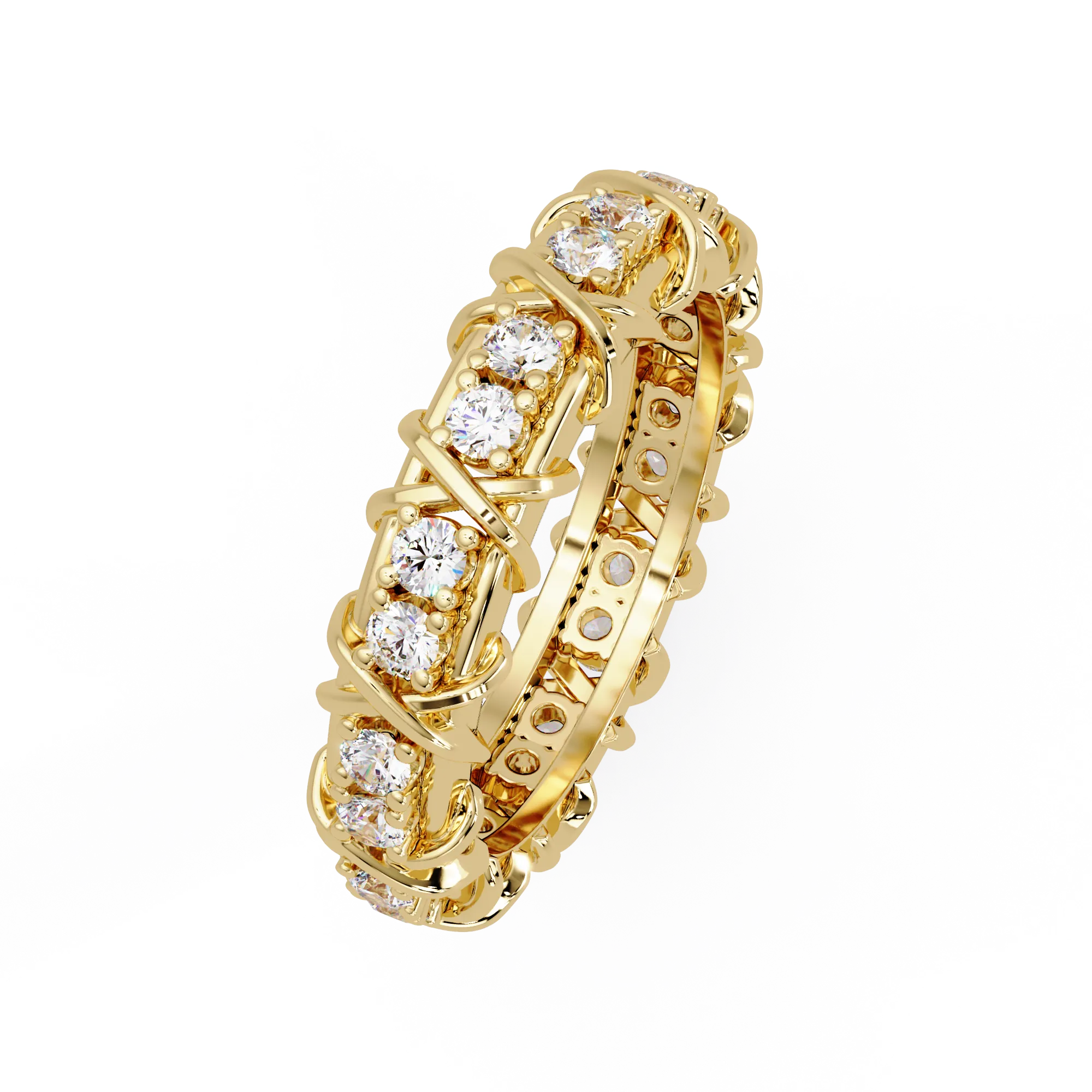 IGI Certified - 1.25 Ct. Lab Grown Diamond (VS/E-F) The Crossover Kiss Eternity Ring (The Crossover Kiss Eternity Ring)