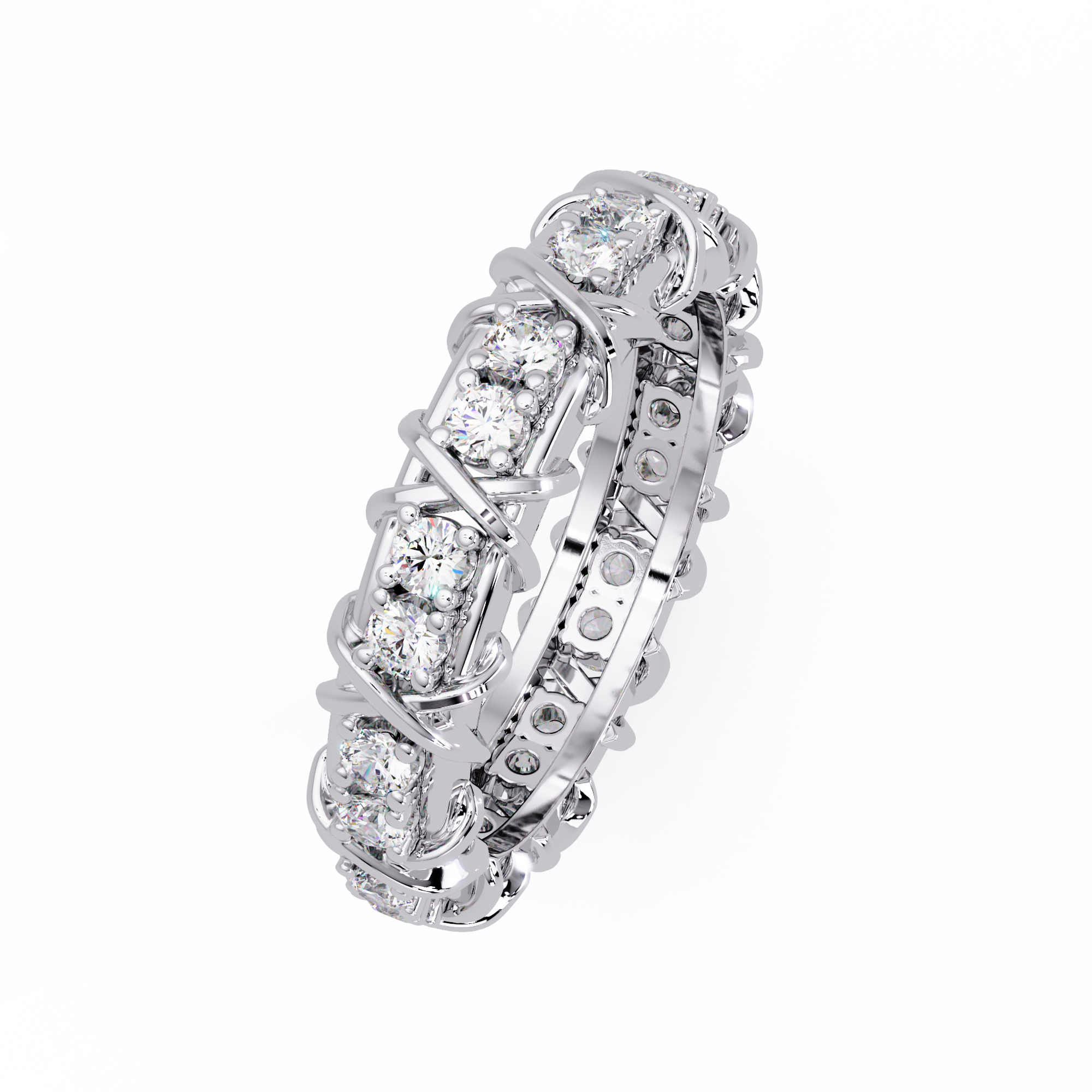 IGI Certified - 1.25 Ct. Lab Grown Diamond (VS/E-F) The Crossover Kiss Eternity Ring (The Crossover Kiss Eternity Ring)
