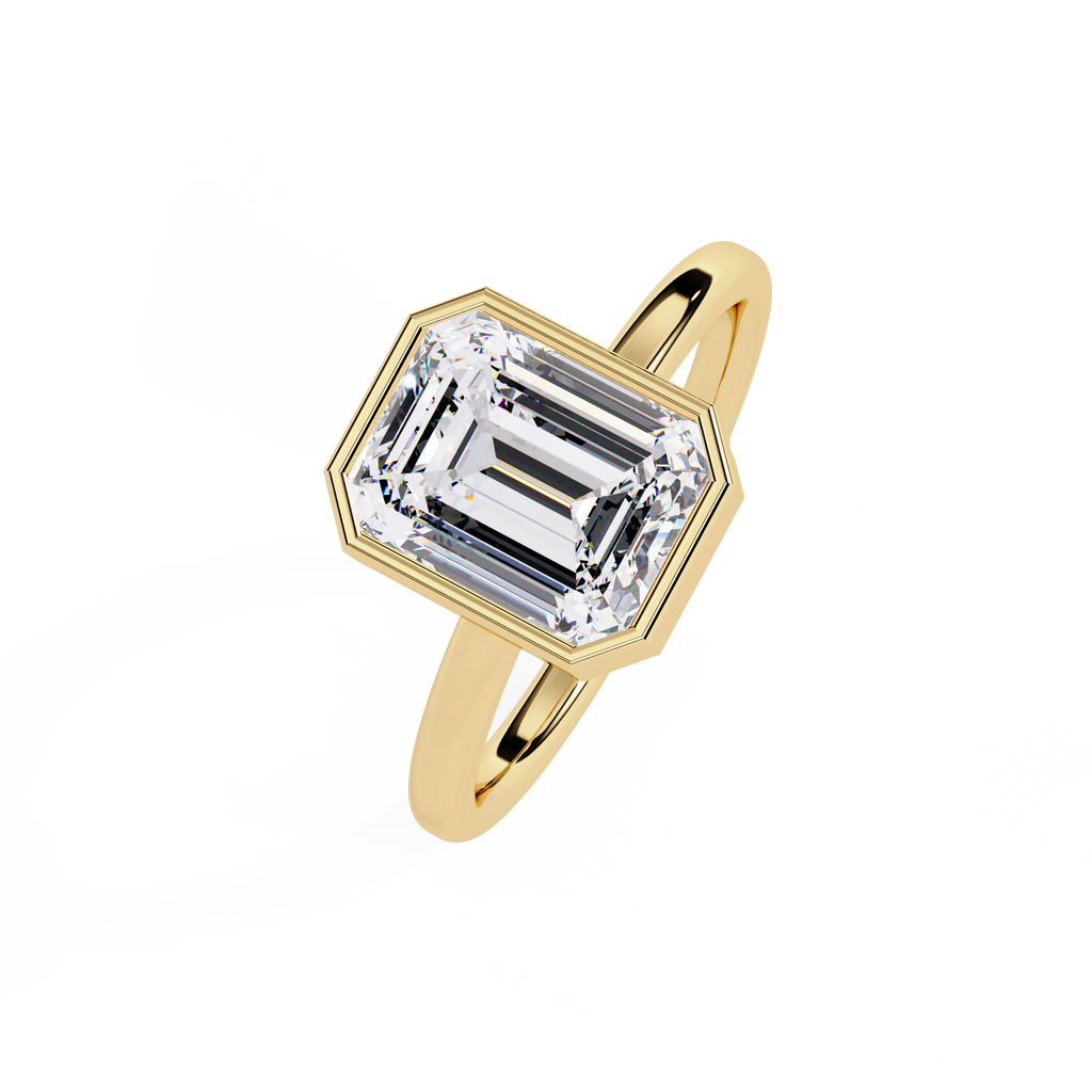 IGI Certified - 1.25 Ct. Lab Grown Diamond (VS/E-F) The Lumina Bezel Emerald Ring