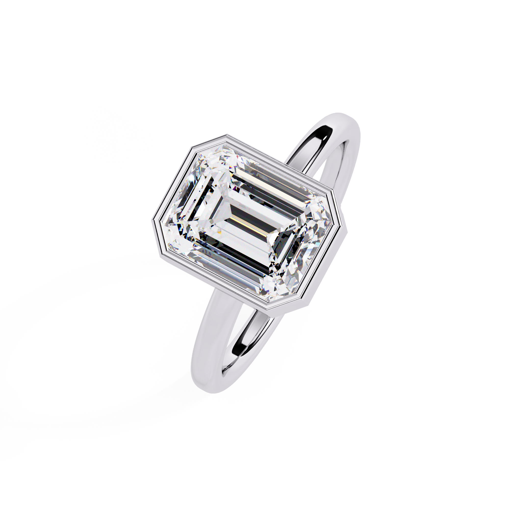 IGI Certified - 1.25 Ct. Lab Grown Diamond (VS/E-F) The Lumina Bezel Emerald Ring