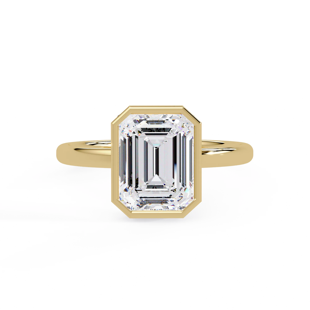 IGI Certified - 1.25 Ct. Lab Grown Diamond (VS/E-F) The Lumina Bezel Emerald Ring
