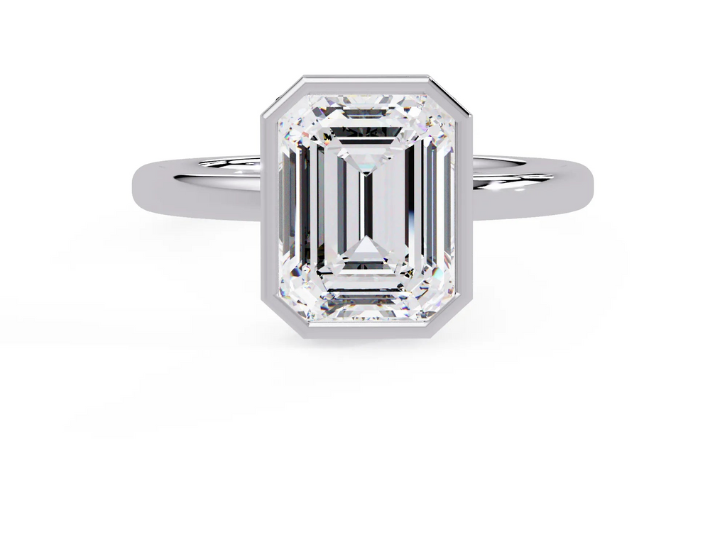 IGI Certified - 1.25 Ct. Lab Grown Diamond (VS/E-F) The Lumina Bezel Emerald Ring