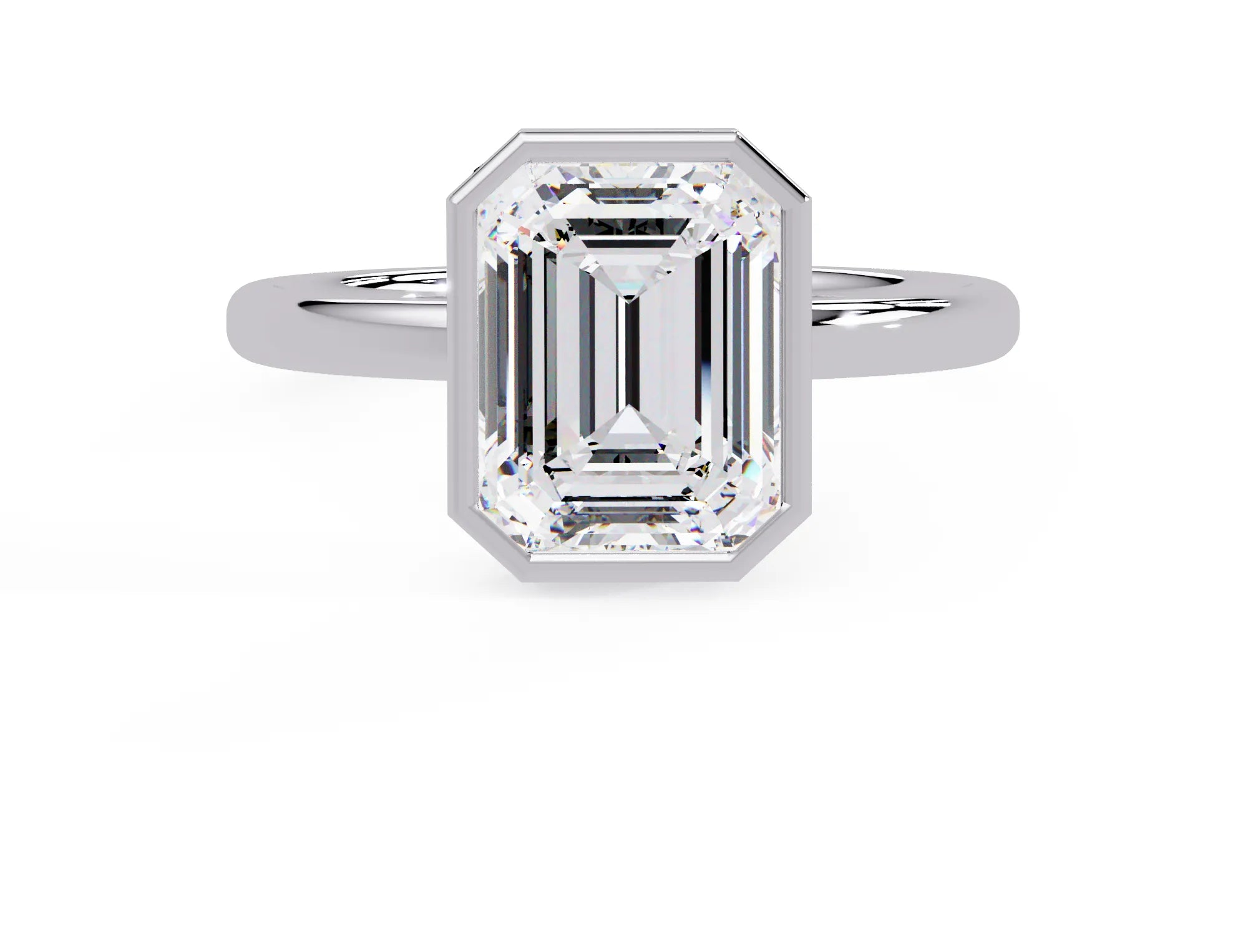 IGI Certified - 1.25 Ct. Lab Grown Diamond (VS/E-F) The Lumina Bezel Emerald Ring