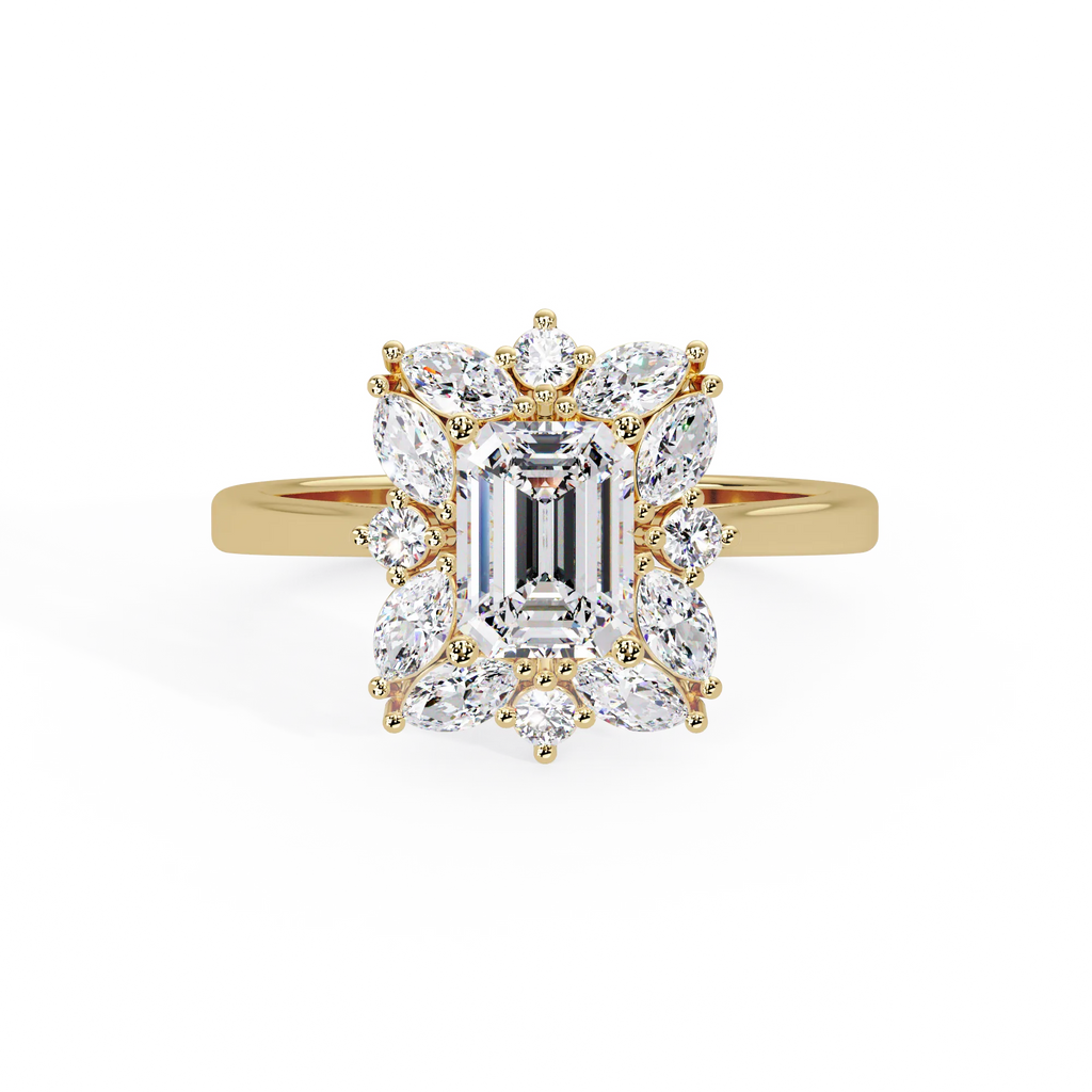 IGI Certified - 2.5 Ct. Lab Grown Diamond (VS/E-F) The "Regal Radiance" Emerald-Cut Cluster Ring