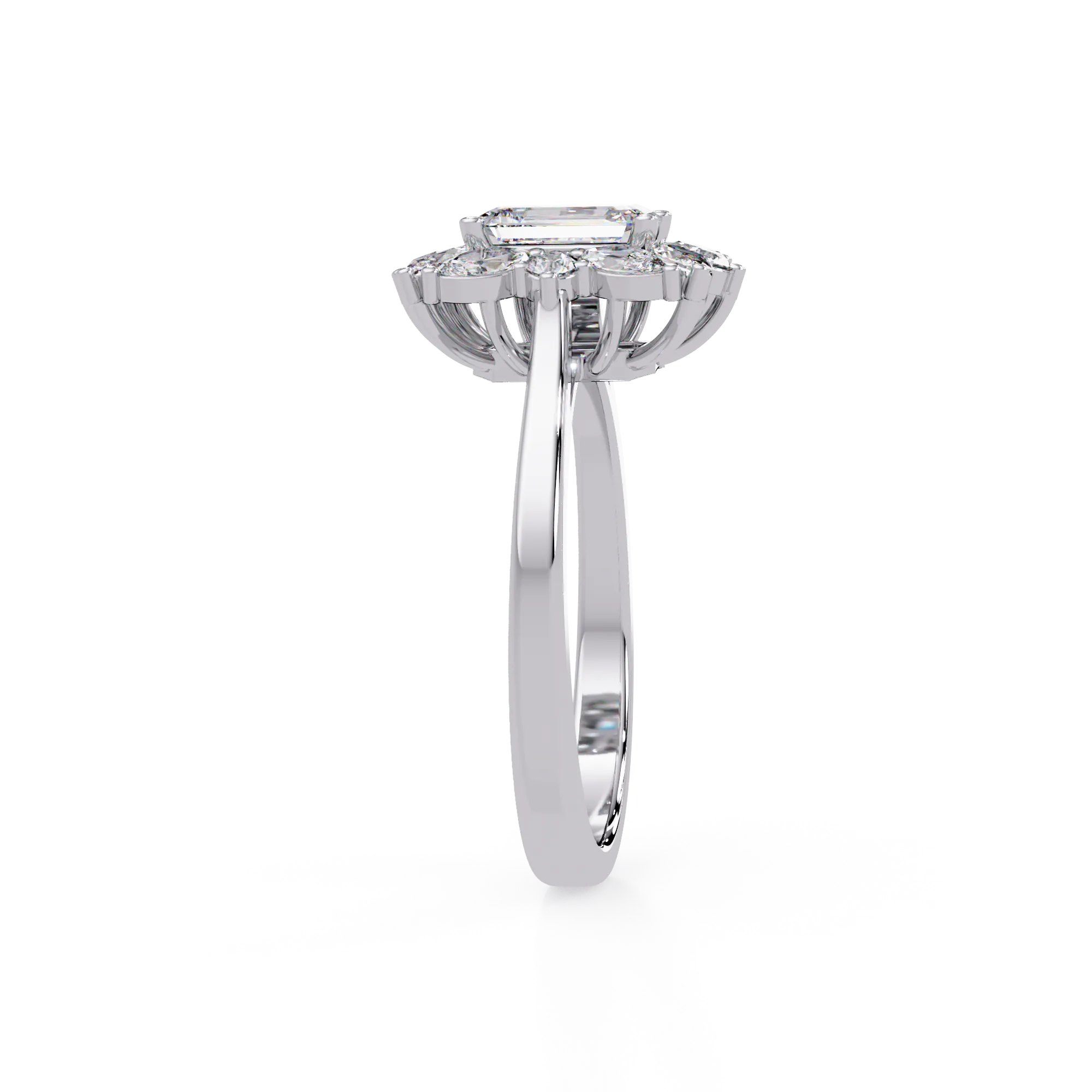 IGI Certified - 2.5 Ct. Lab Grown Diamond (VS/E-F) The "Regal Radiance" Emerald-Cut Cluster Ring