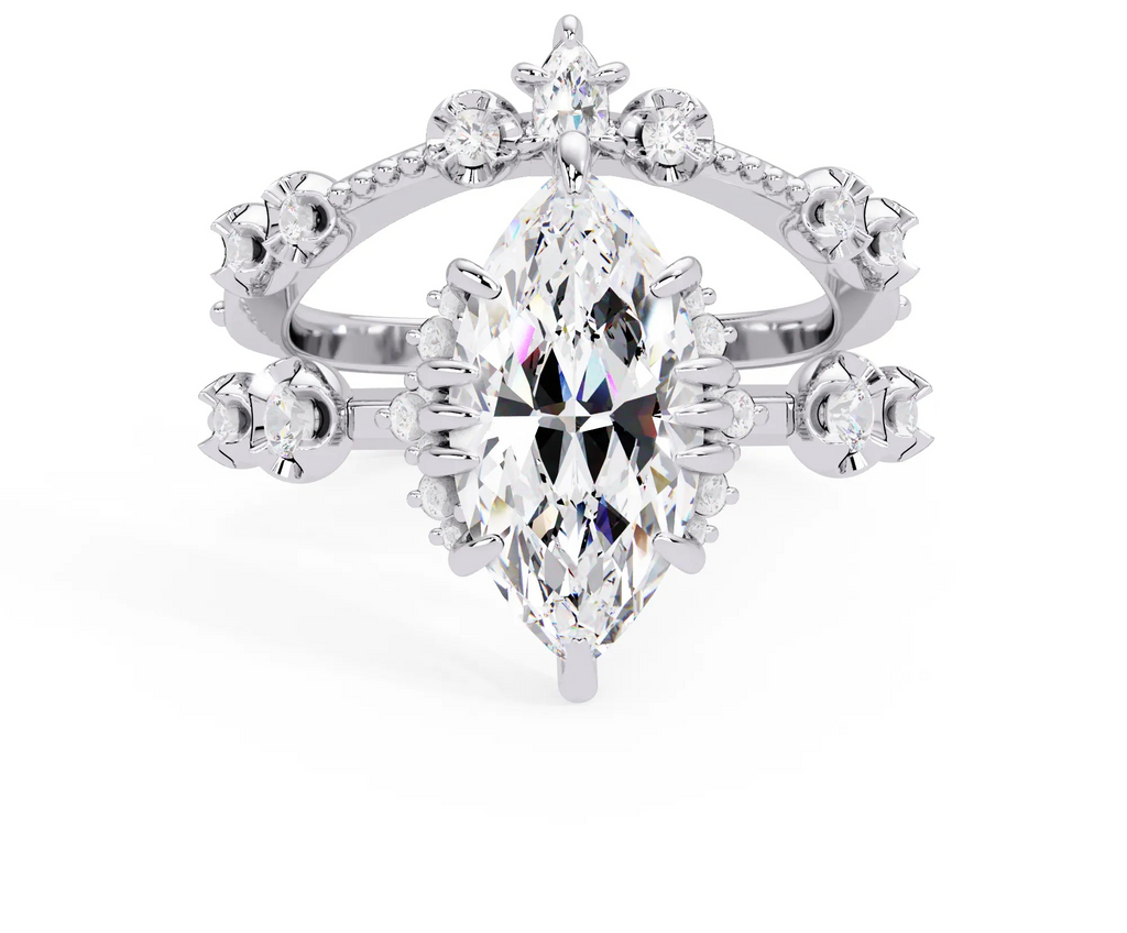 IGI Certified - 2.5 Ct. Lab Grown Diamond (VS/E-F) "The Astral Marquise Bridal Set" Ring