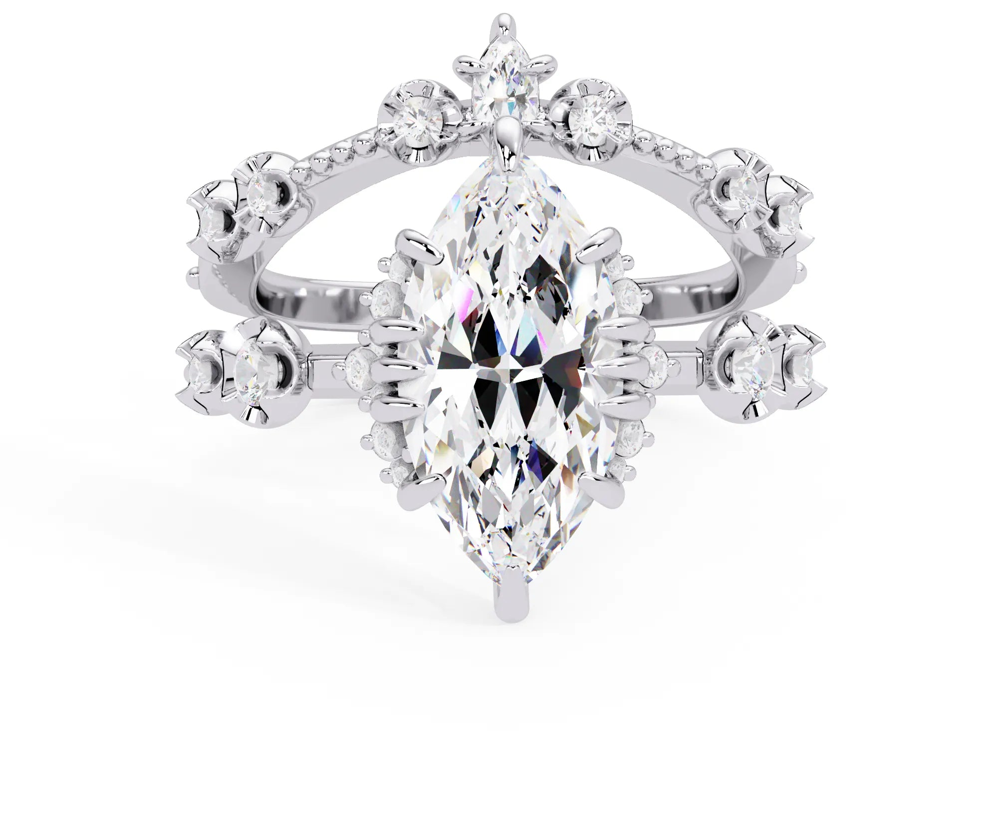 IGI Certified - 2.5 Ct. Lab Grown Diamond (VS/E-F) "The Astral Marquise Bridal Set" Ring