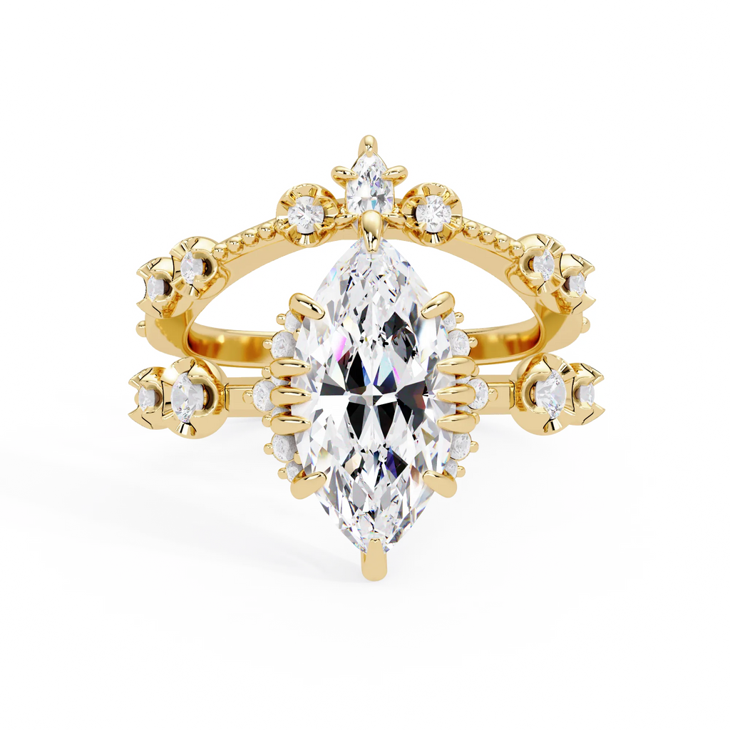 IGI Certified - 2.5 Ct. Lab Grown Diamond (VS/E-F) "The Astral Marquise Bridal Set" Ring