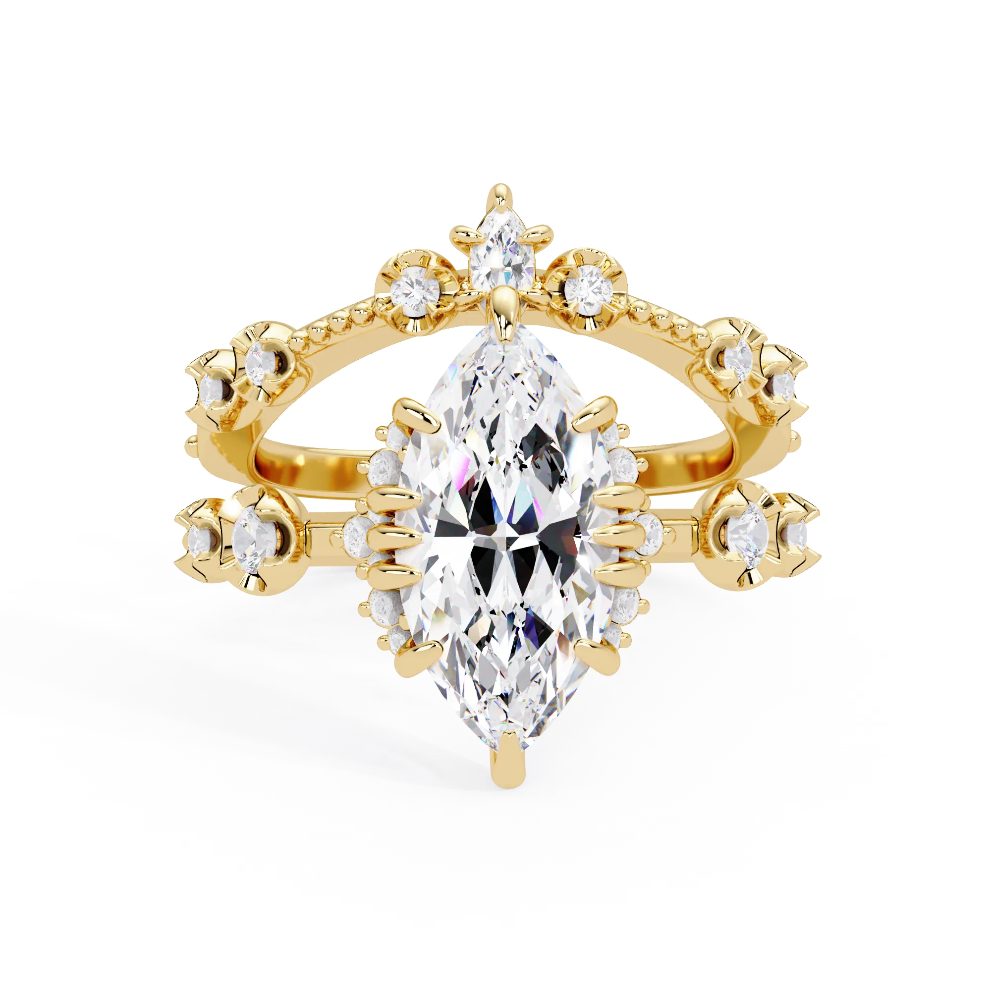 IGI Certified - 2.5 Ct. Lab Grown Diamond (VS/E-F) "The Astral Marquise Bridal Set" Ring