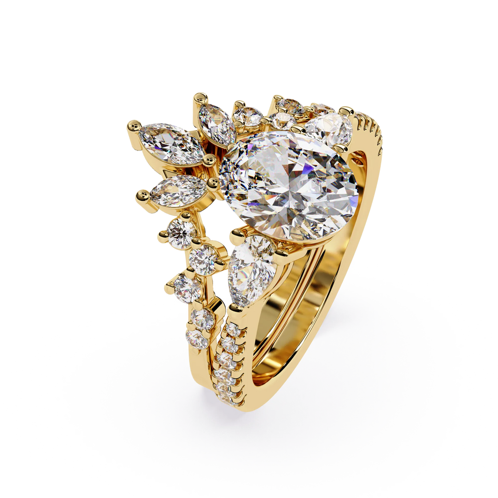 IGI Certified - 2.5 Ct. Lab Grown Diamond (VS/E-F) Celestial Bloom Bridal Set Ring