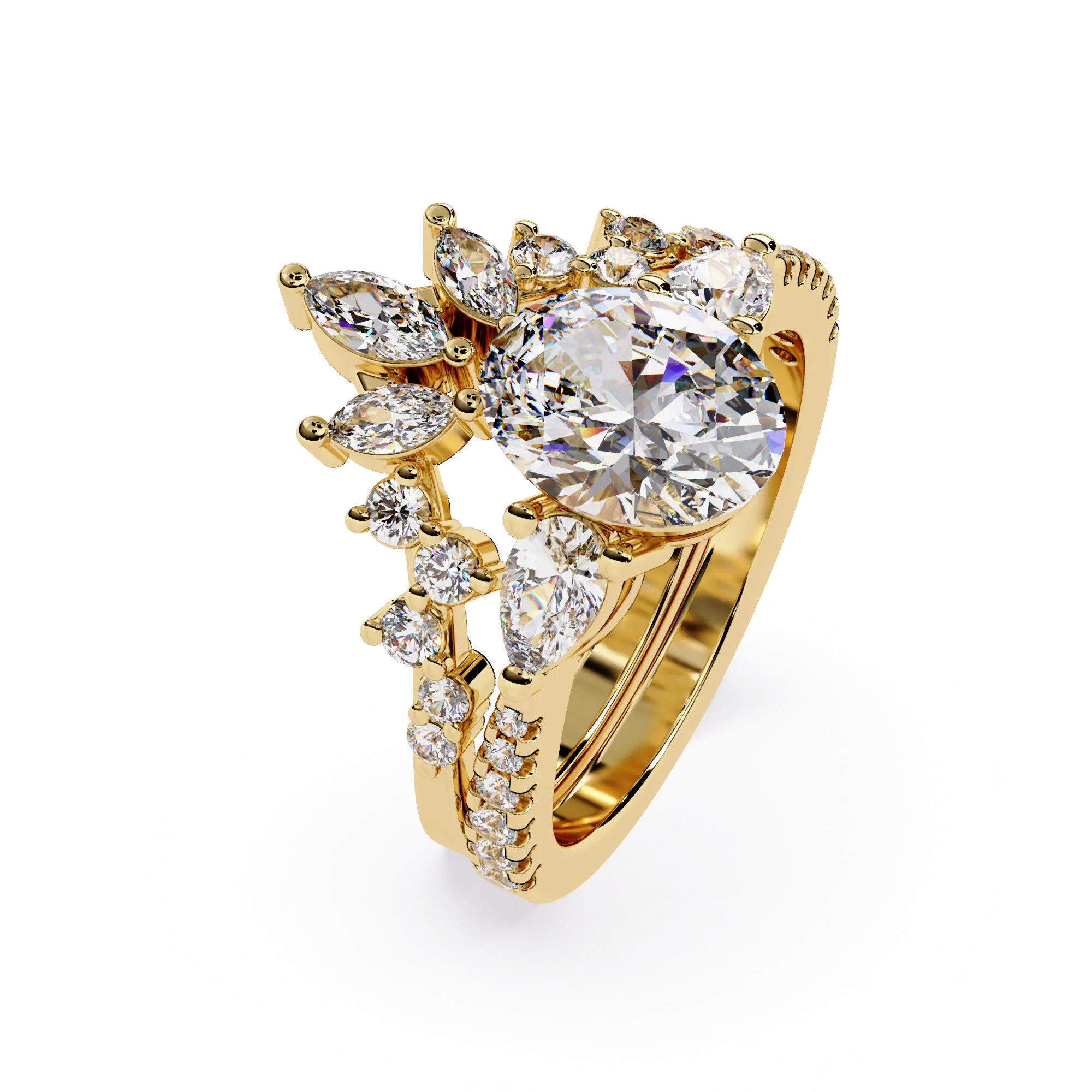 IGI Certified - 2.5 Ct. Lab Grown Diamond (VS/E-F) Celestial Bloom Bridal Set Ring