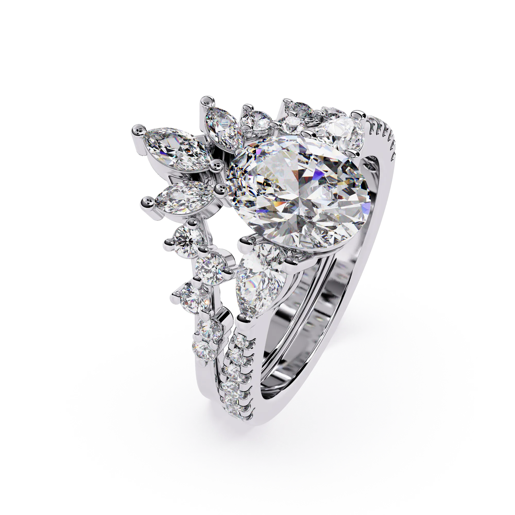 IGI Certified - 2.5 Ct. Lab Grown Diamond (VS/E-F) Celestial Bloom Bridal Set Ring