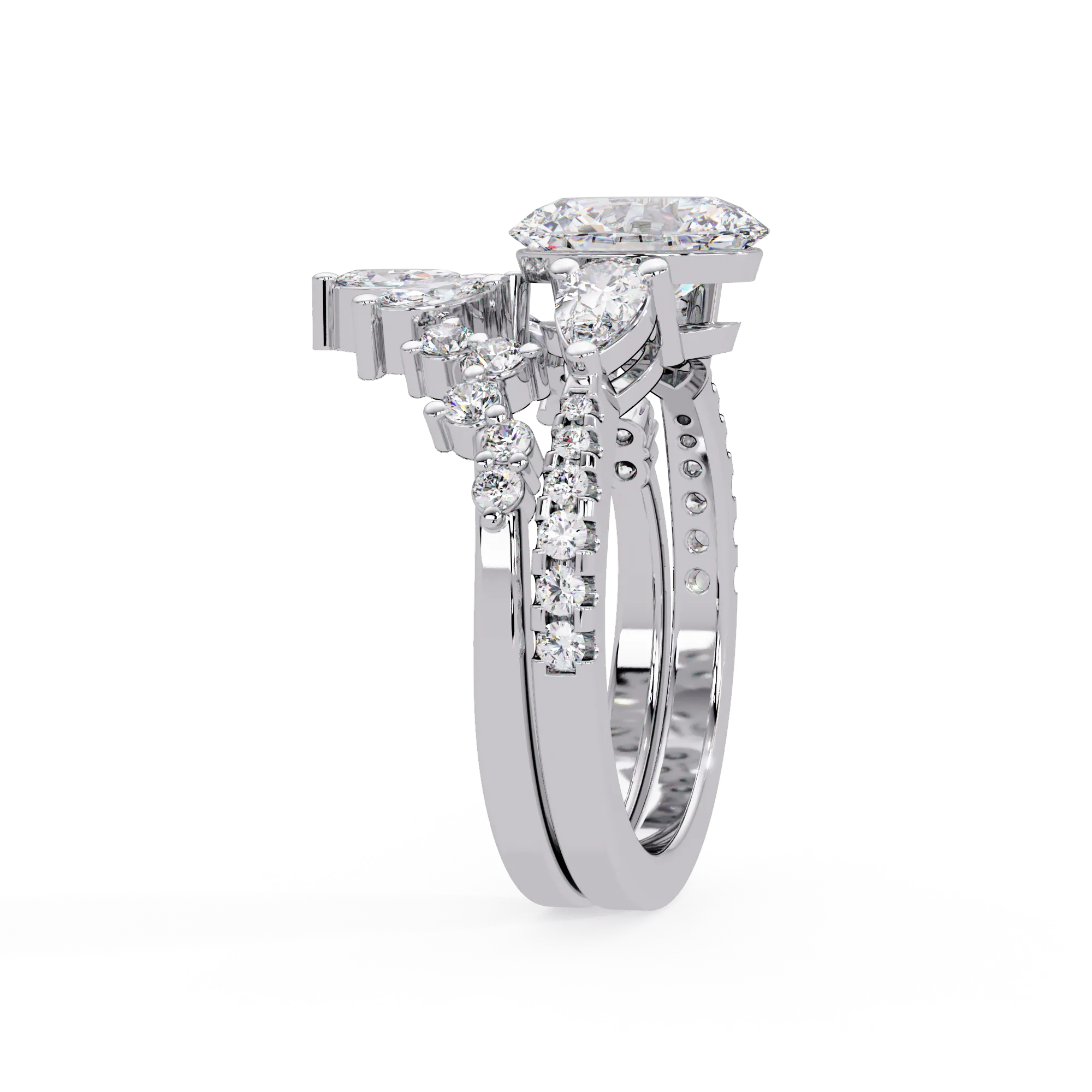IGI Certified - 2.5 Ct. Lab Grown Diamond (VS/E-F) Celestial Bloom Bridal Set Ring