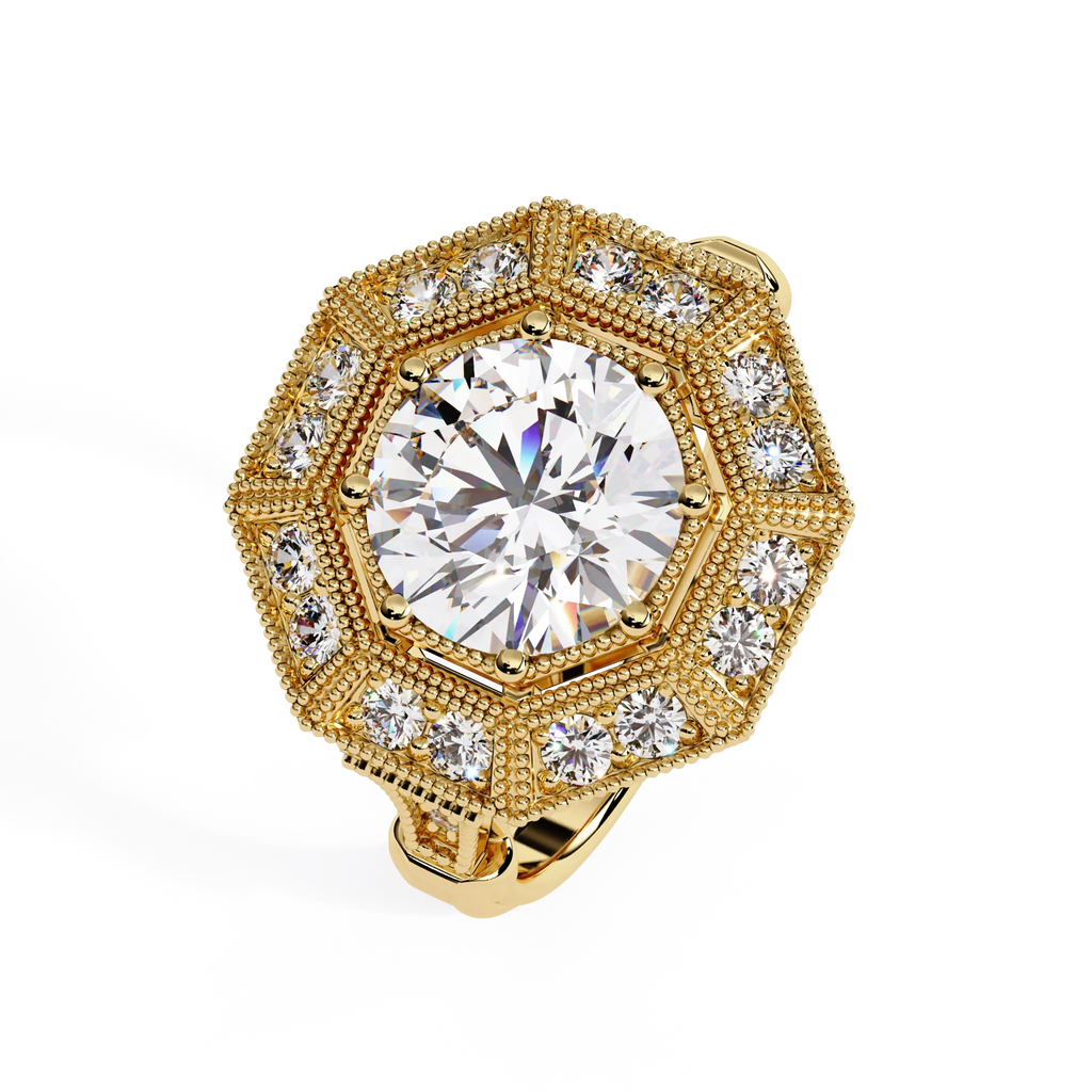 IGI Certified - 3.5 Ct. Lab Grown Diamond (VS/E-F) The Octagon Radiance Halo Ring