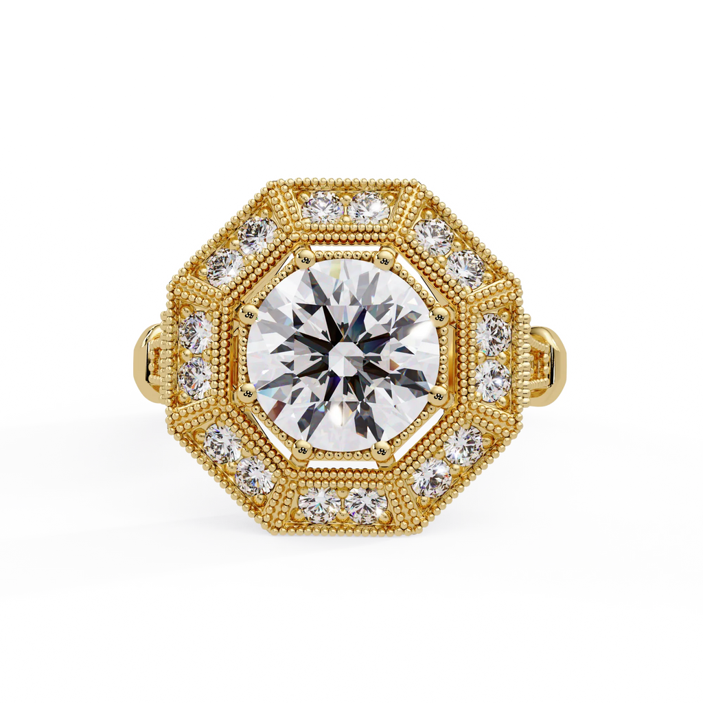 IGI Certified - 3.5 Ct. Lab Grown Diamond (VS/E-F) The Octagon Radiance Halo Ring