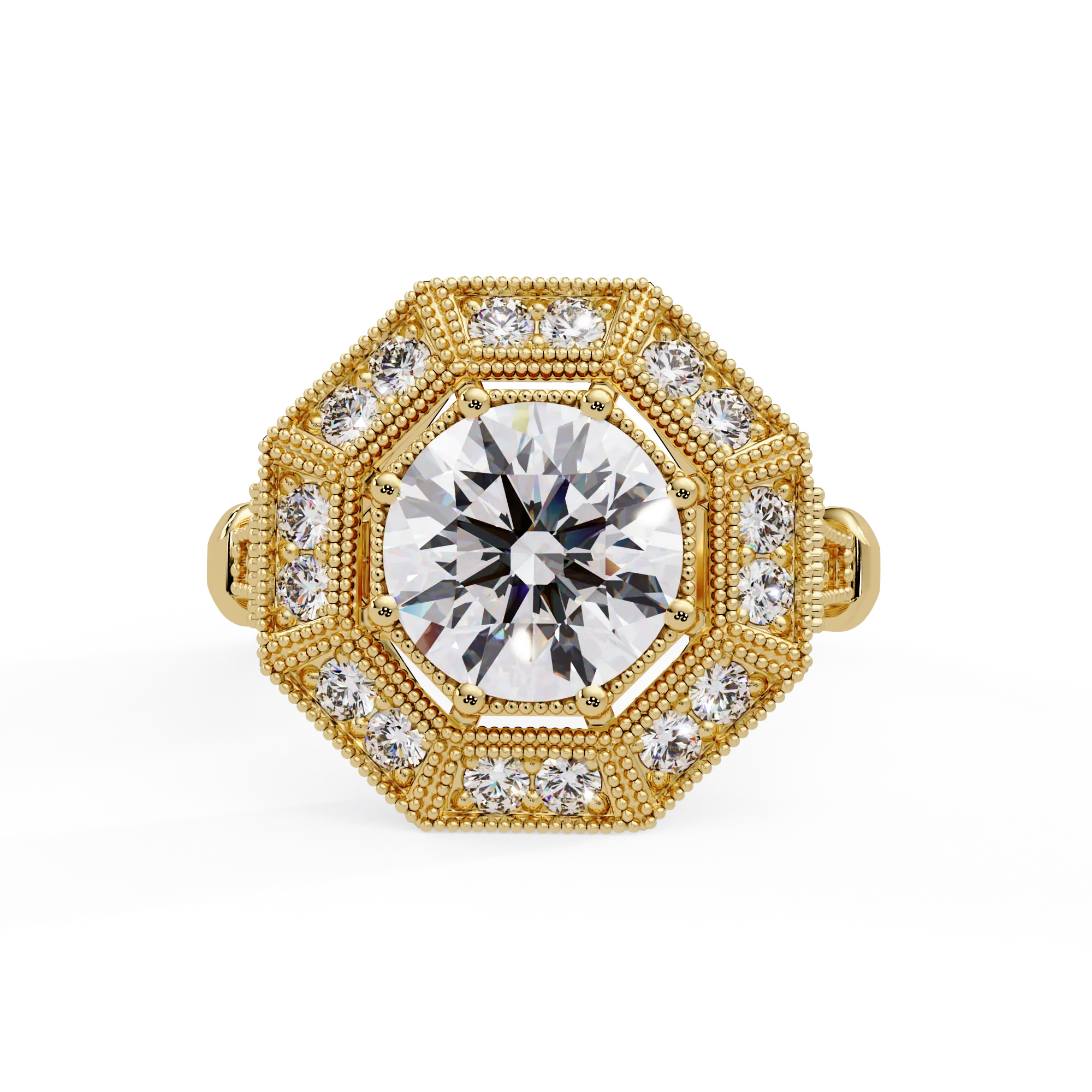 IGI Certified - 3.5 Ct. Lab Grown Diamond (VS/E-F) The Octagon Radiance Halo Ring