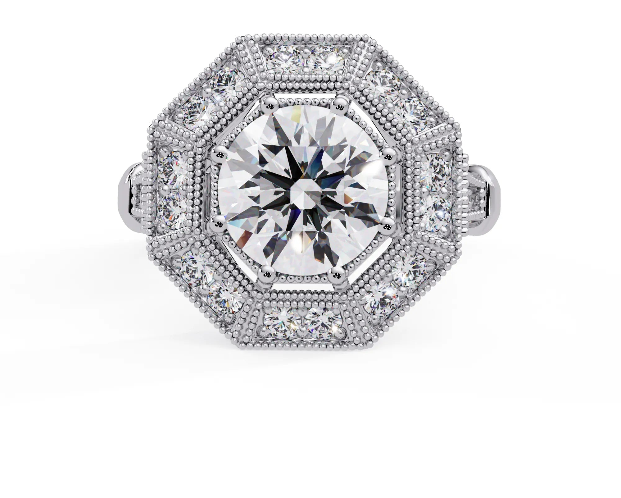 IGI Certified - 3.5 Ct. Lab Grown Diamond (VS/E-F) The Octagon Radiance Halo Ring