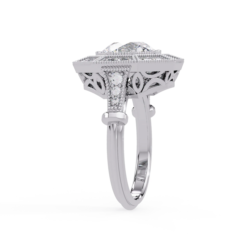 IGI Certified - 3.5 Ct. Lab Grown Diamond (VS/E-F) The Octagon Radiance Halo Ring