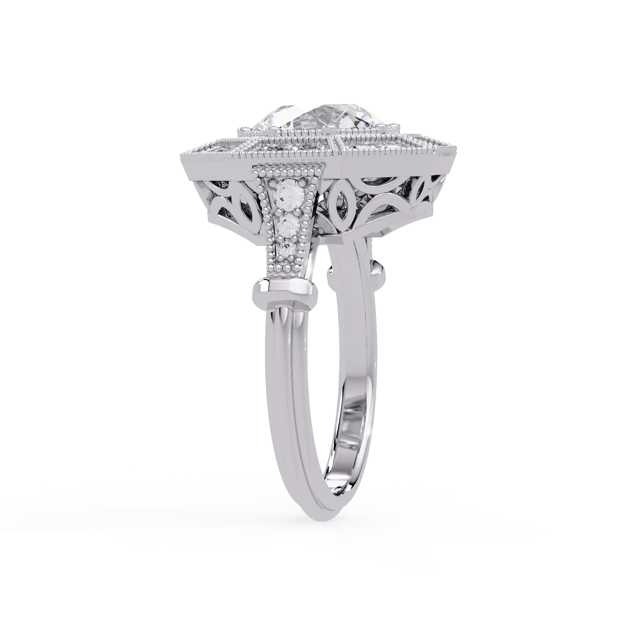 IGI Certified - 3.5 Ct. Lab Grown Diamond (VS/E-F) The Octagon Radiance Halo Ring