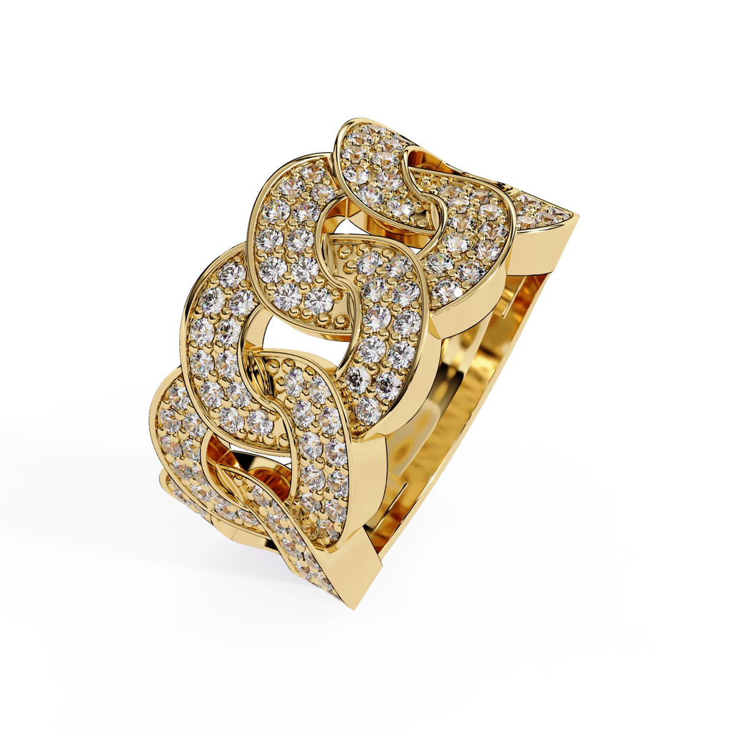 IGI Certified - 1 Ct. Lab Grown Diamond (VS/E-F) The 'Cuban Link Pave' Statement Ring