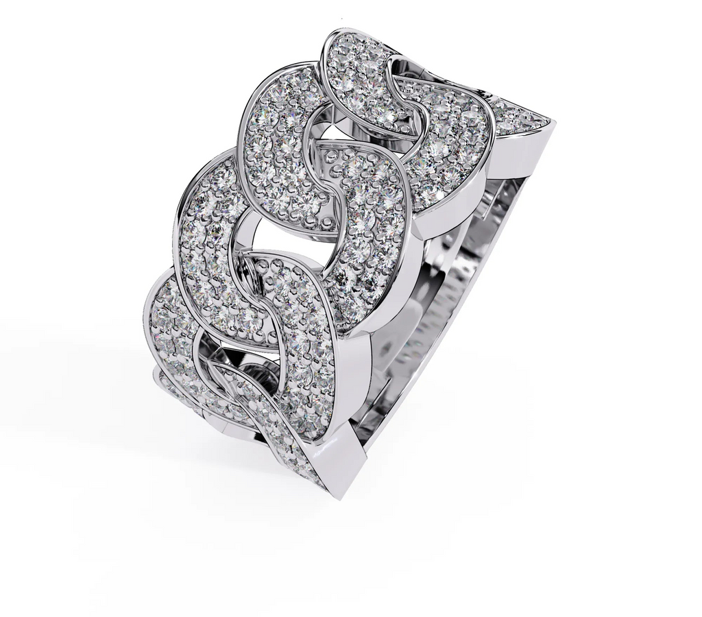 IGI Certified - 1 Ct. Lab Grown Diamond (VS/E-F) The 'Cuban Link Pave' Statement Ring