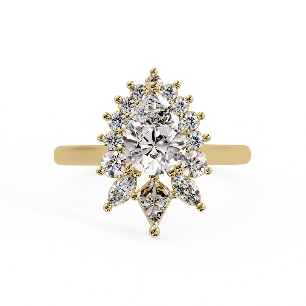 IGI Certified - 1.5 Ct. Lab Grown Diamond (VS/E-F) The Queen's Teardrop Cluster Ring