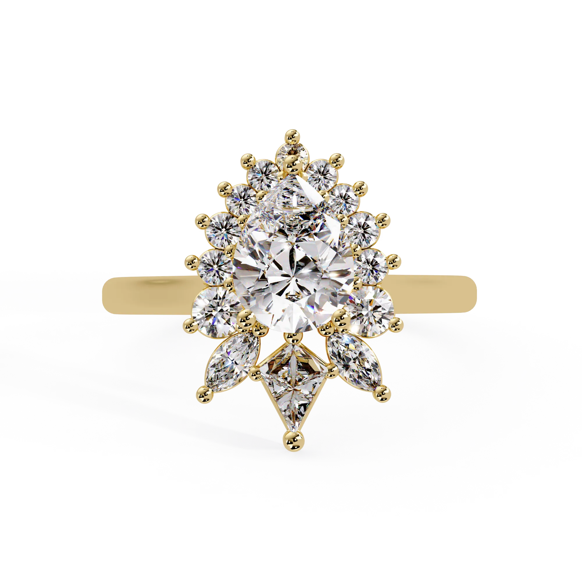 IGI Certified - 1.5 Ct. Lab Grown Diamond (VS/E-F) The Queen's Teardrop Cluster Ring