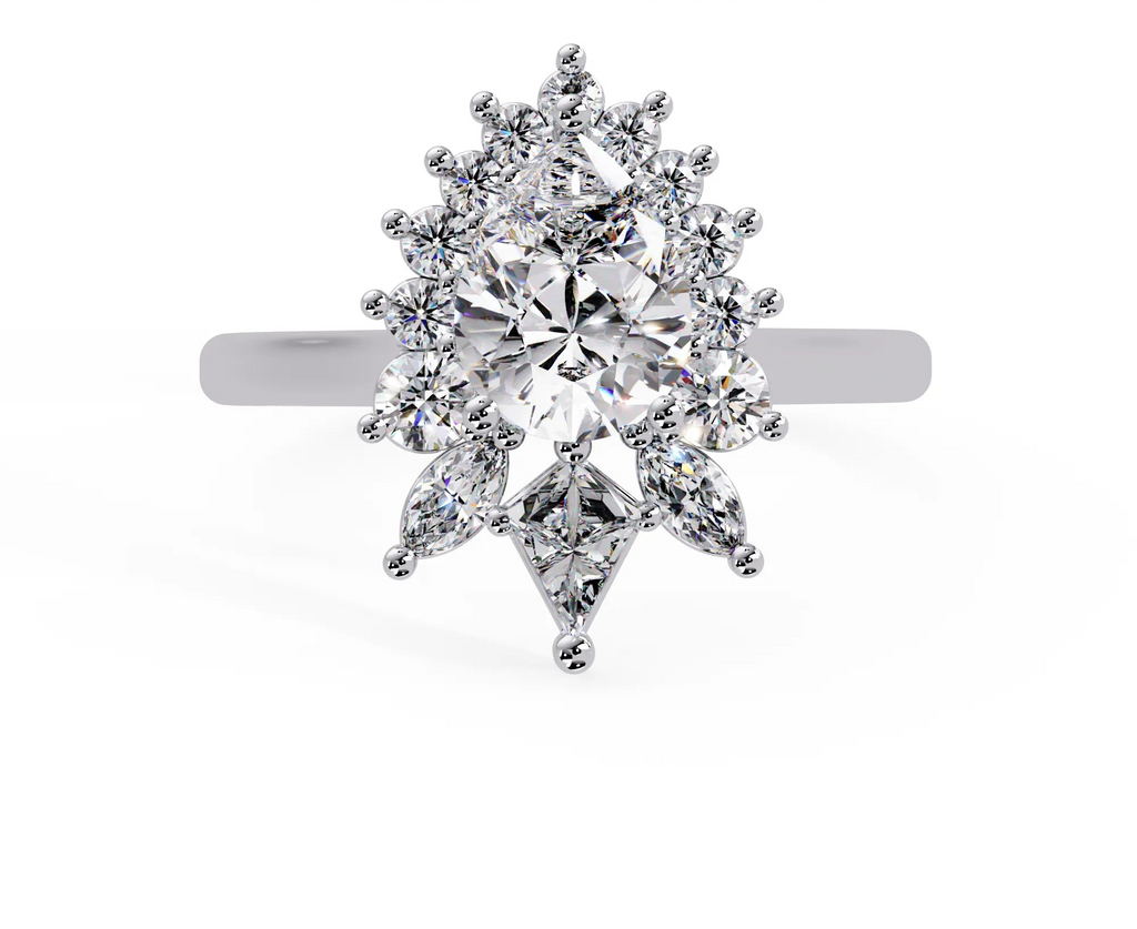 IGI Certified - 1.5 Ct. Lab Grown Diamond (VS/E-F) The Queen's Teardrop Cluster Ring