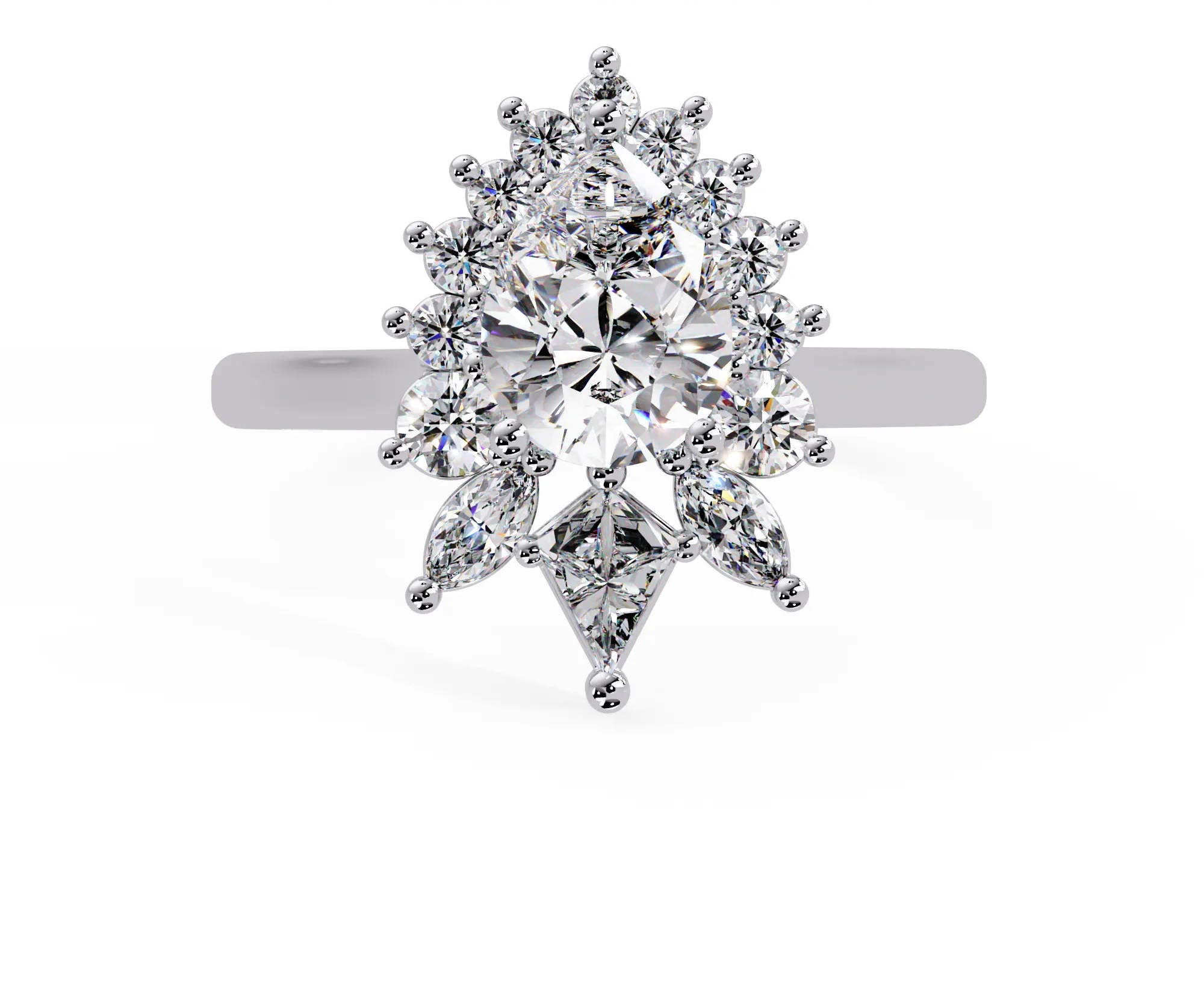 IGI Certified - 1.5 Ct. Lab Grown Diamond (VS/E-F) The Queen's Teardrop Cluster Ring