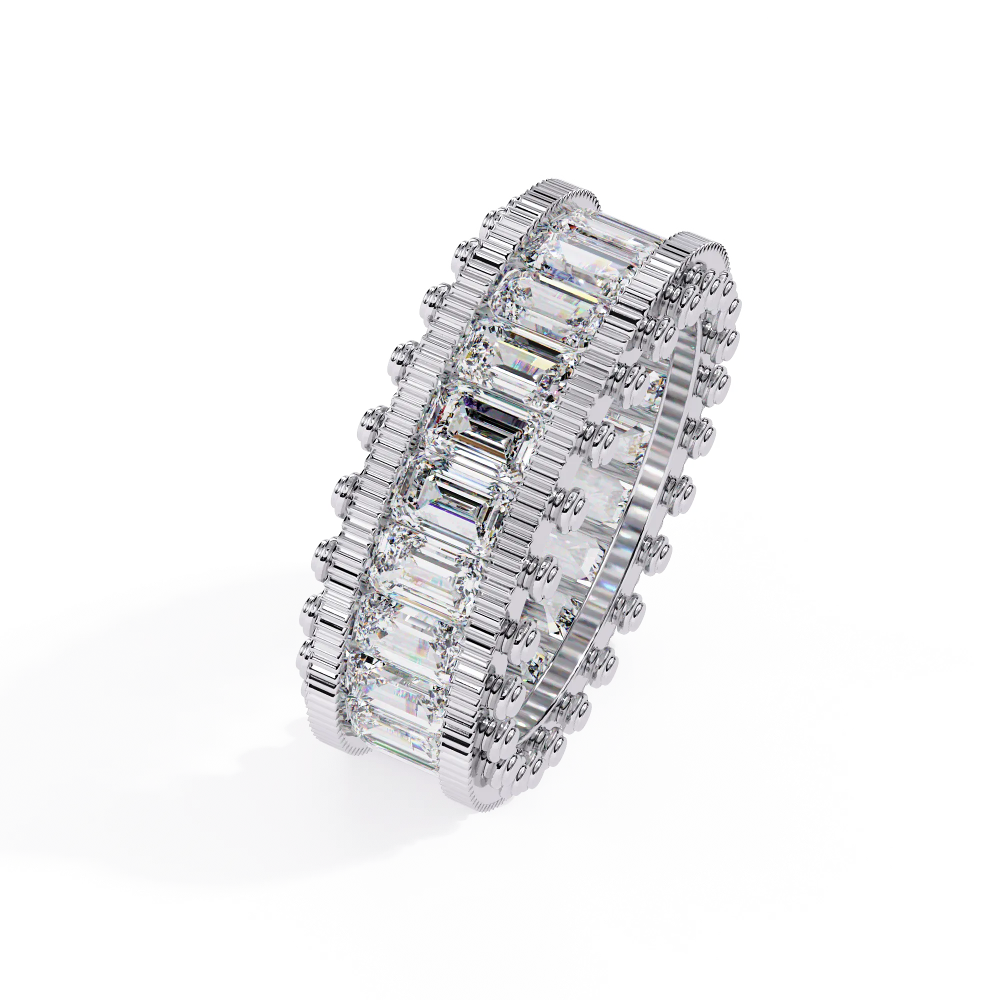 IGI Certified - 4.5 Ct. Lab Grown Diamond (VS/E-F) The Grand Emerald Eternity Ring