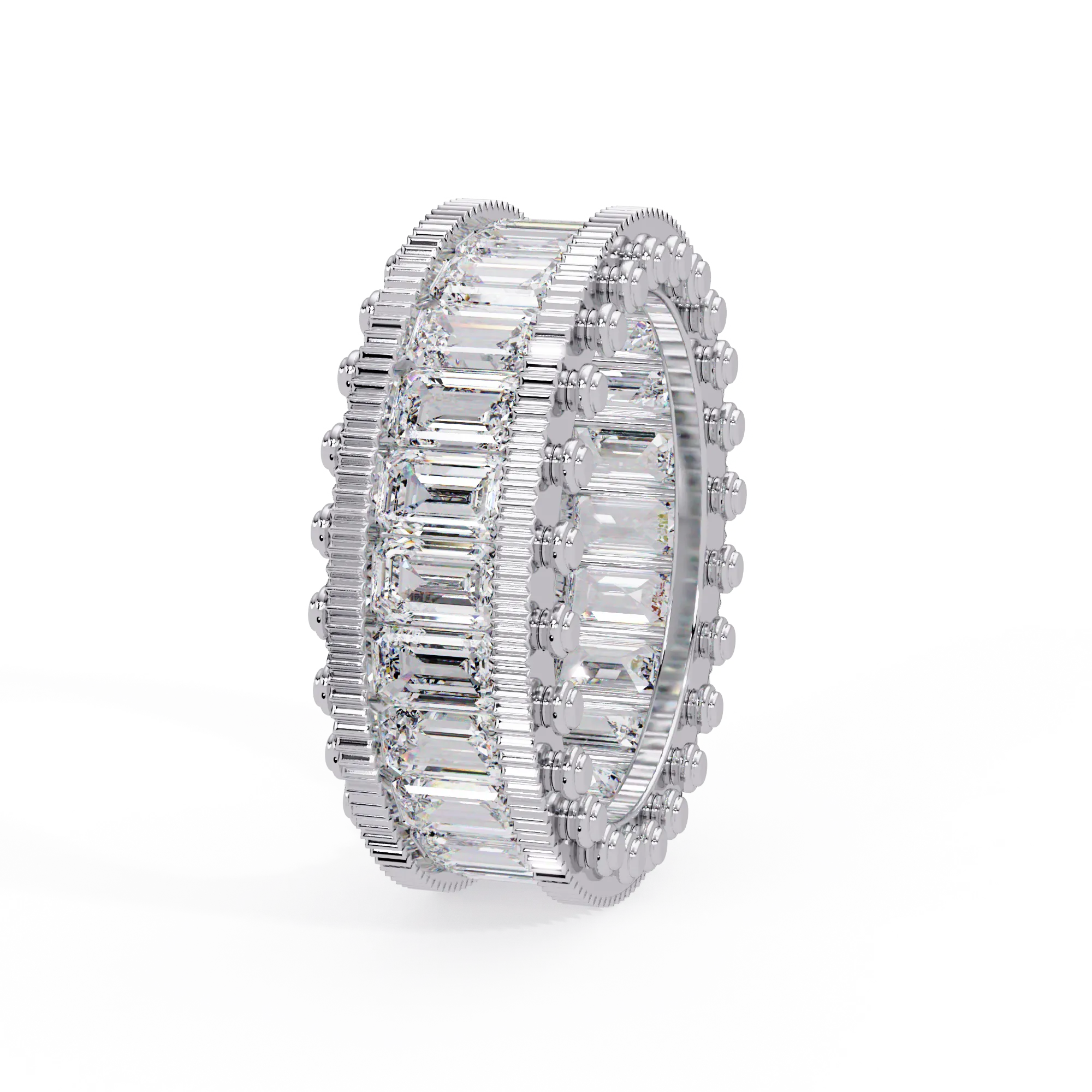IGI Certified - 4.5 Ct. Lab Grown Diamond (VS/E-F) The Grand Emerald Eternity Ring